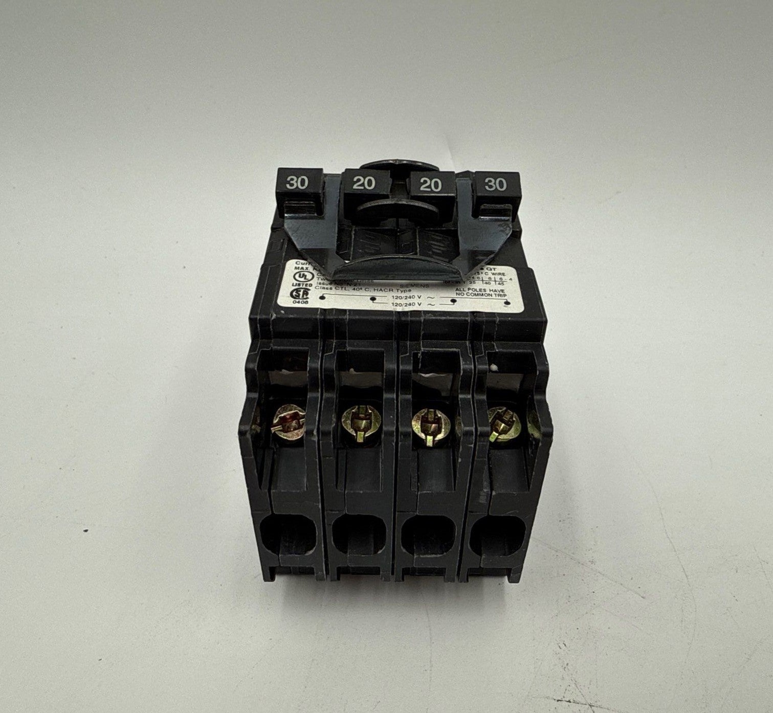 Siemens Q23020 Circuit Breaker 20 Amp 30 Amp 120/240V QT Plug-On Quad Two 2 Pole New