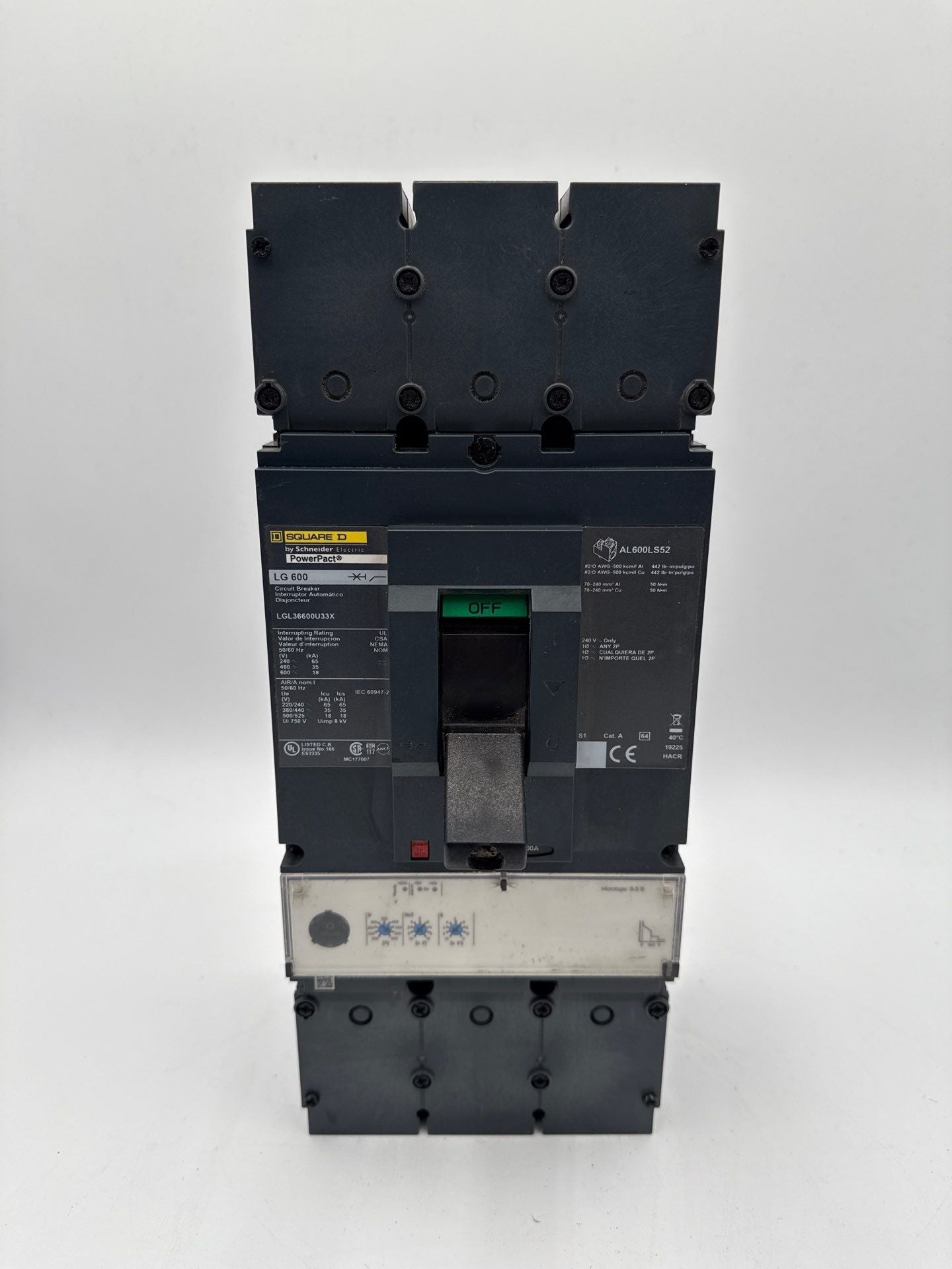Square D LGL36600U33X Circuit Breaker 600A 3P 600V LG 600 PowerPact 600 Amp Used