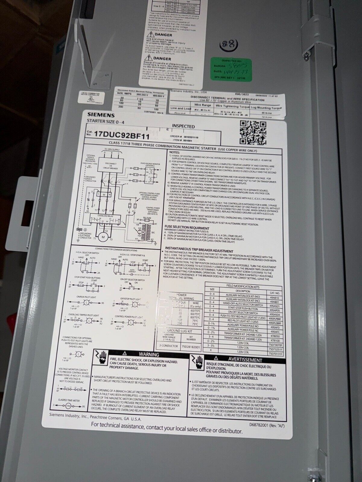 Siemens 17DUC92BF11 Used