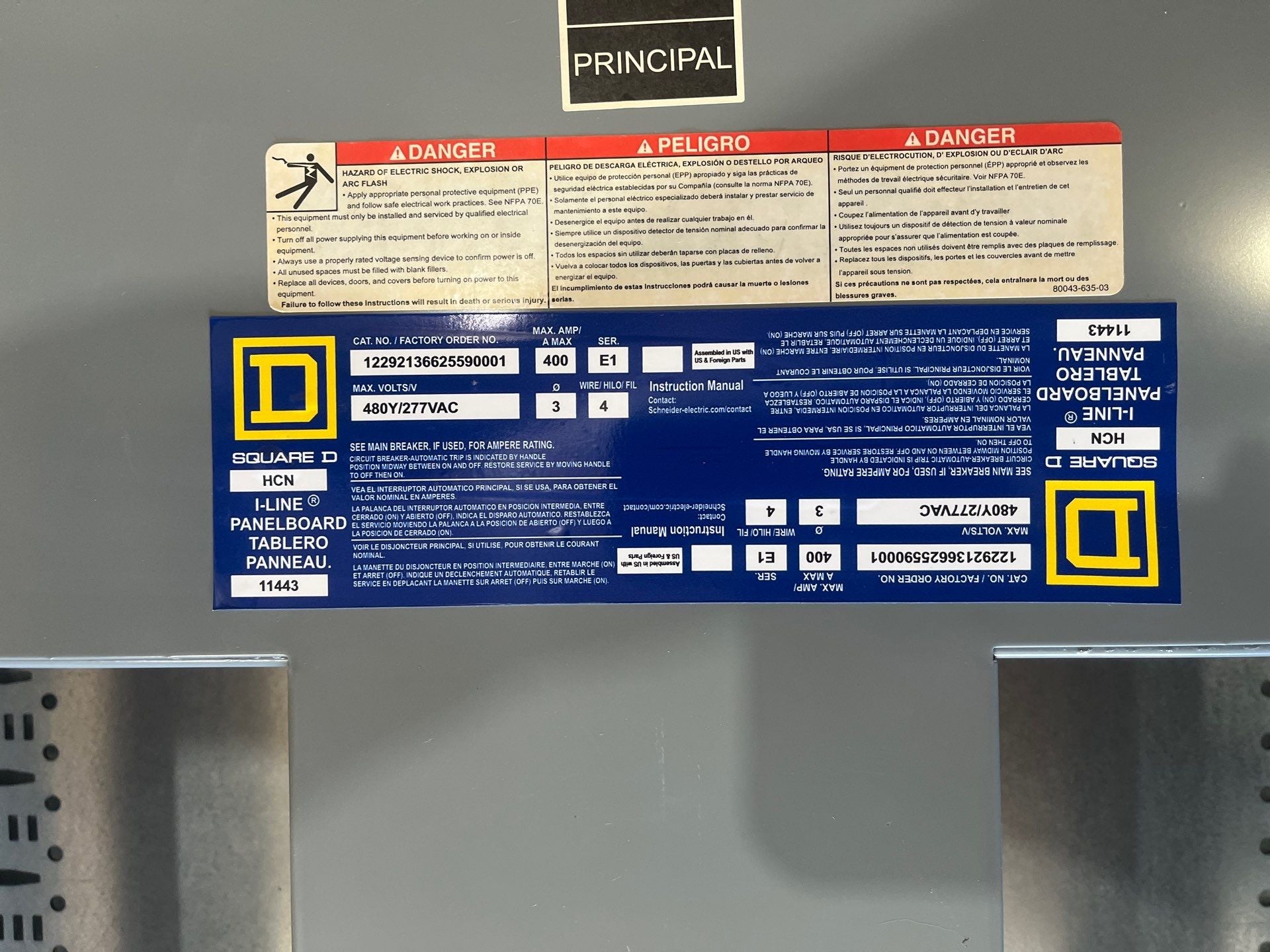 Square D HCN I-Line Panelboard 400A 480Y/277V 3PH Panel LAP36400MT MCB Used