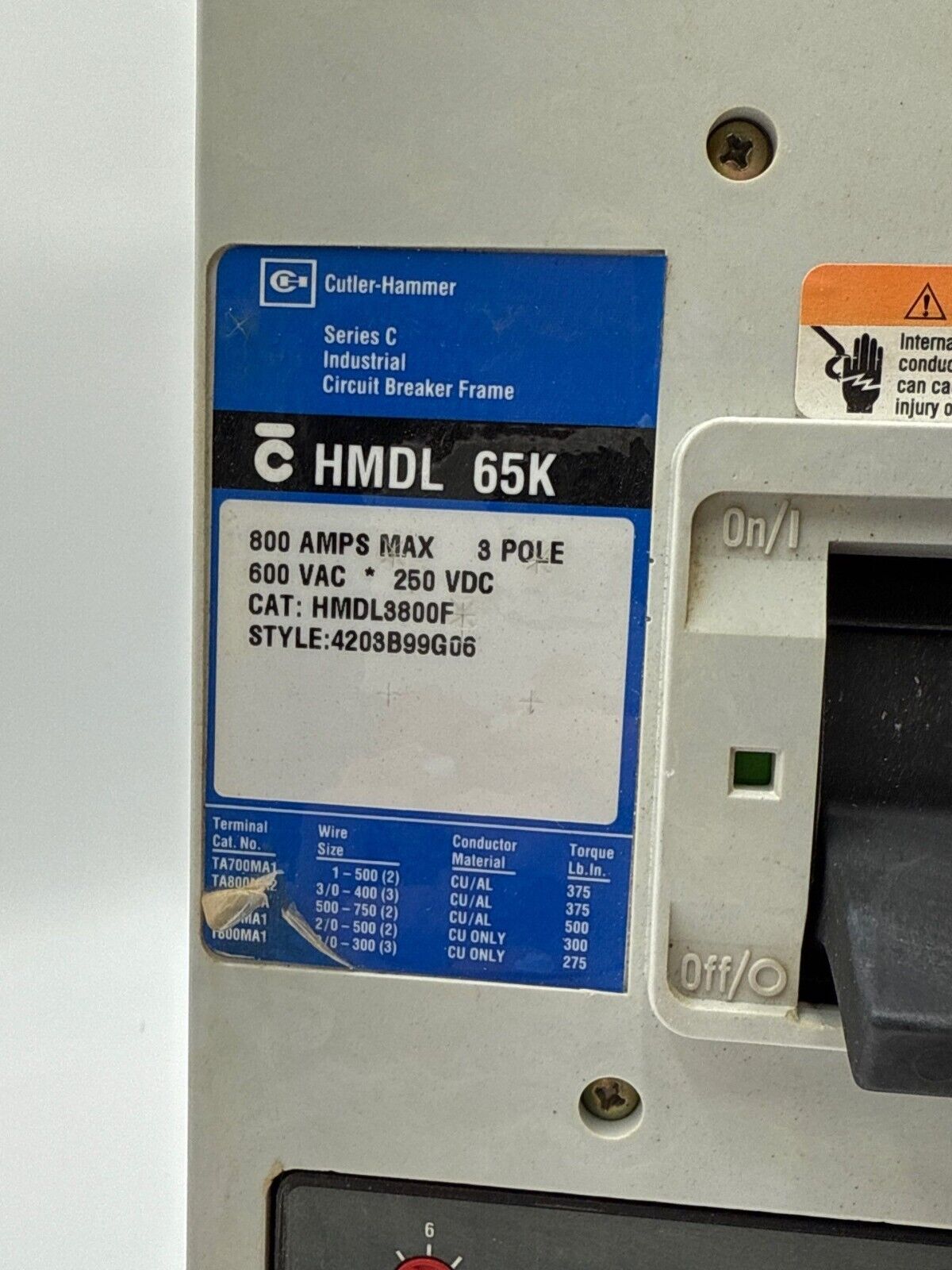 Cutler-Hammer HMDL3800 Used