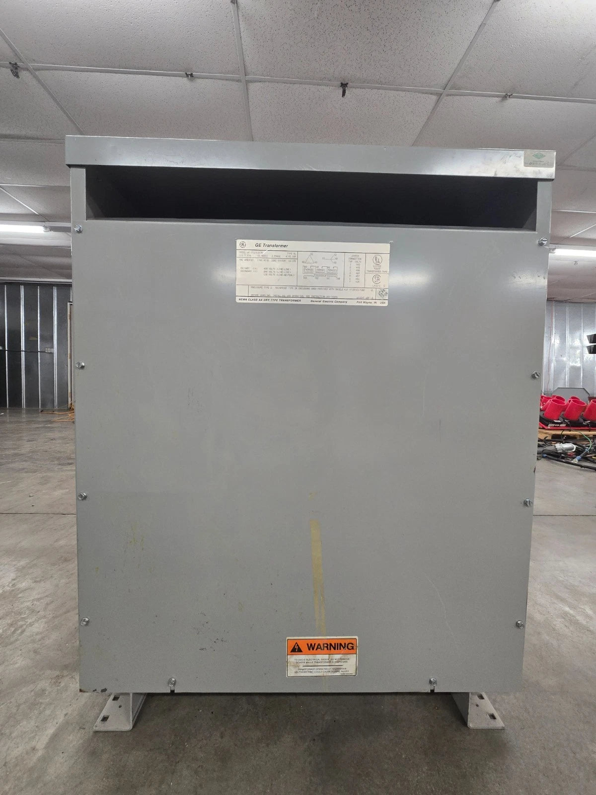 112.5KVA GE 9T23B3875 Transformer Pri 480V Sec 208/120V 3PH Indoor Encl Type QL Used