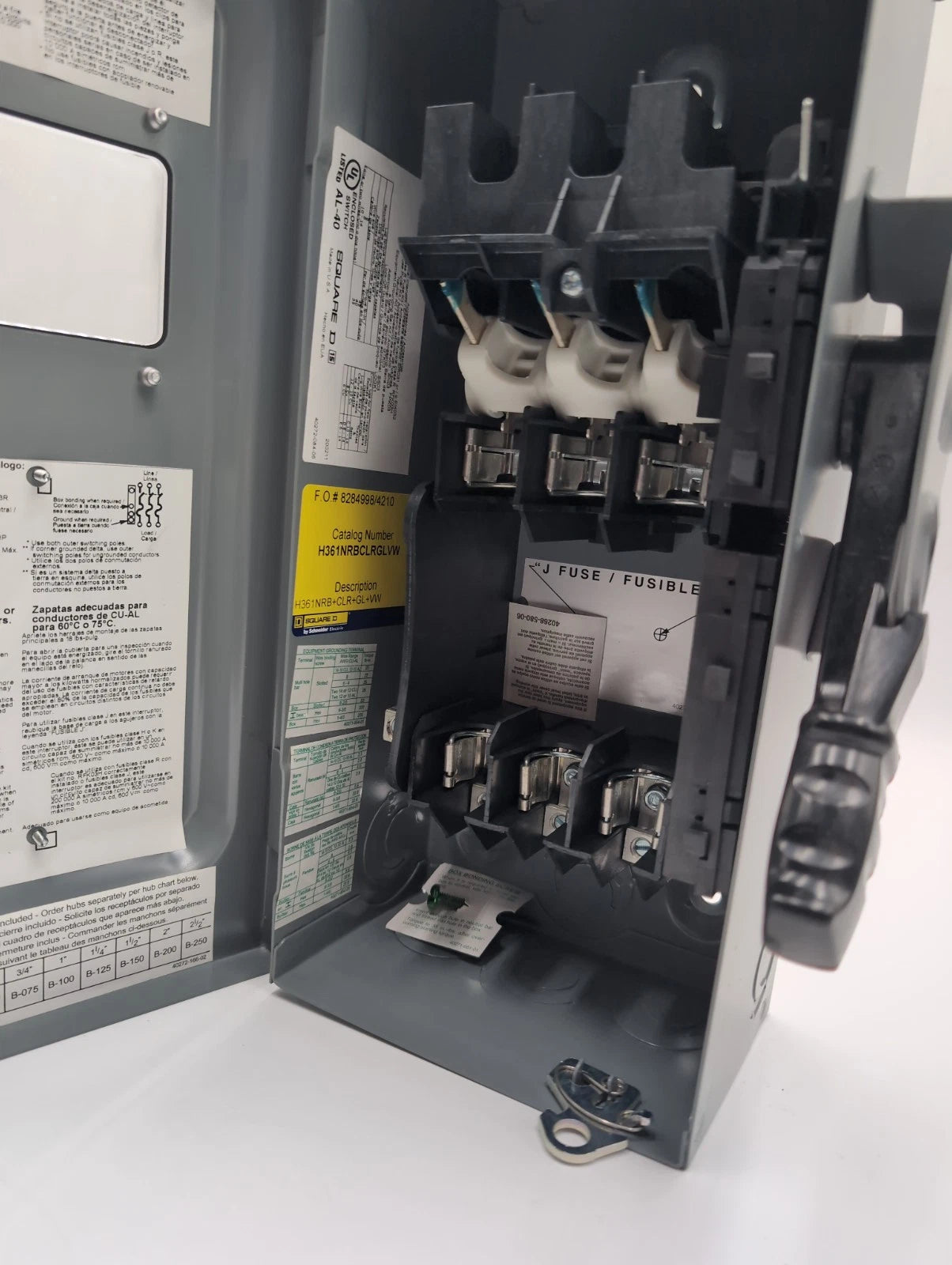 Square D H361NRB Safety Disconnect Switch 30A 3P 600V Type 1 Encl with Window New