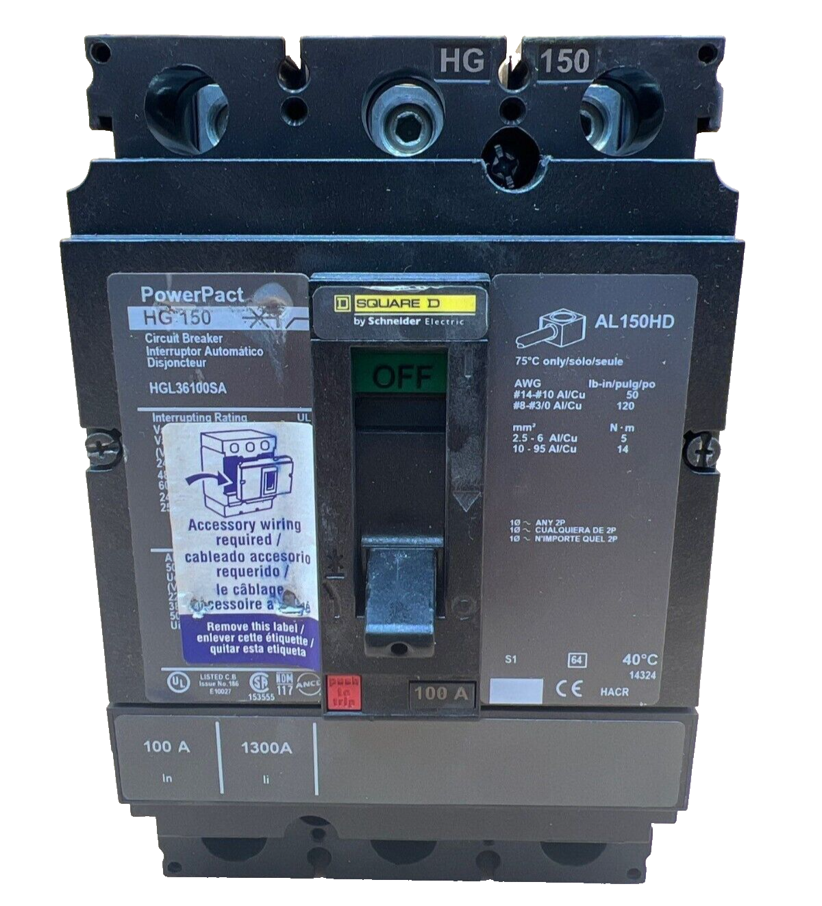 Square D HGL36100SA Used