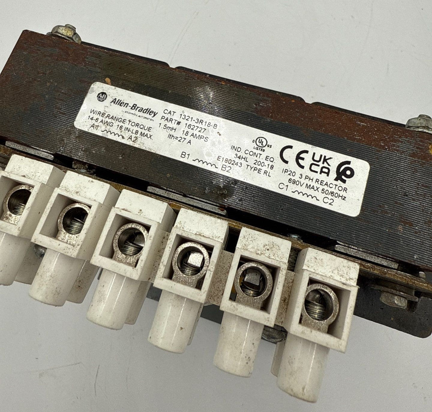 Allen Bradley 1321-3R18-B Line Reactor 3PH 1.5mH 18A 600V IP20 Open Type Used