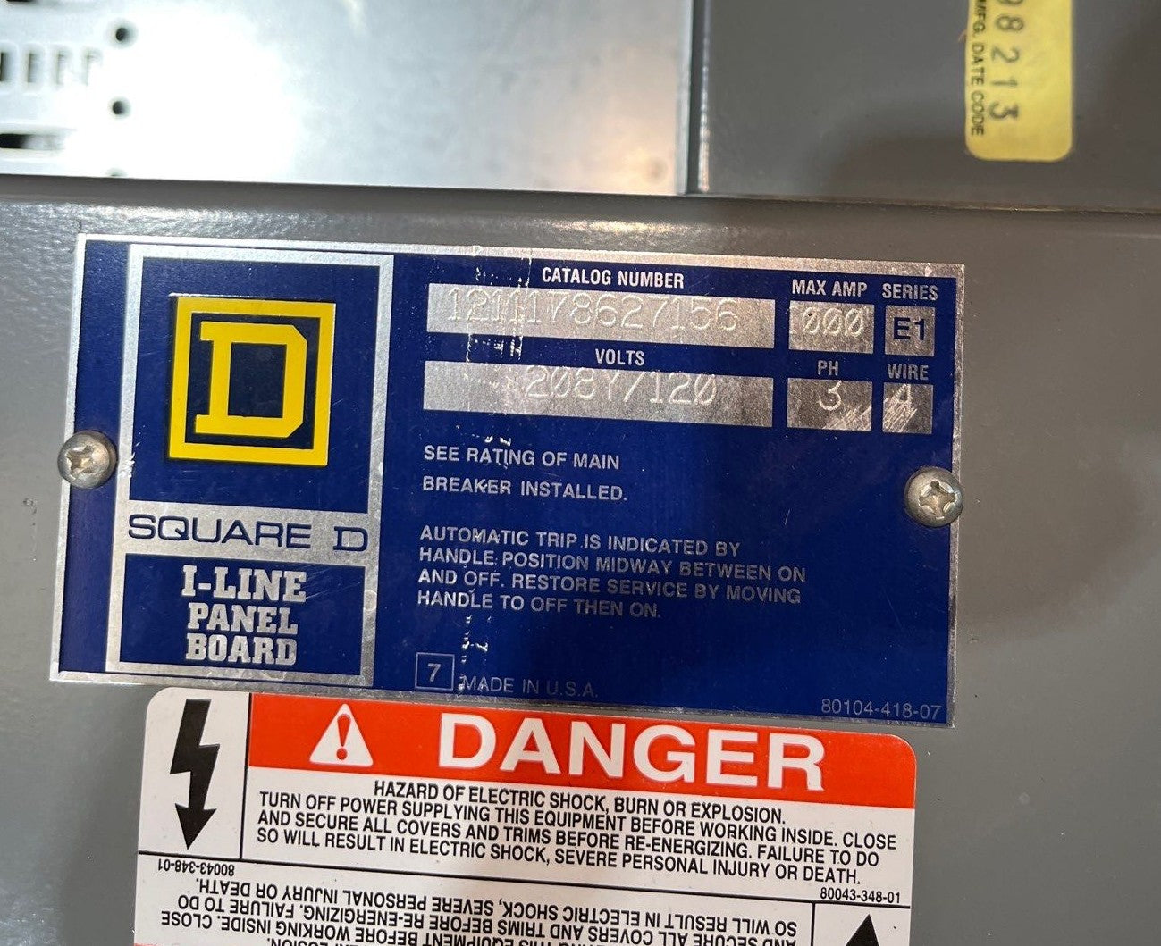 Square D I-Line Panelboard 1000A 208/120V 3PH 4W MCB Panel 1000 Amp 72 Space Used
