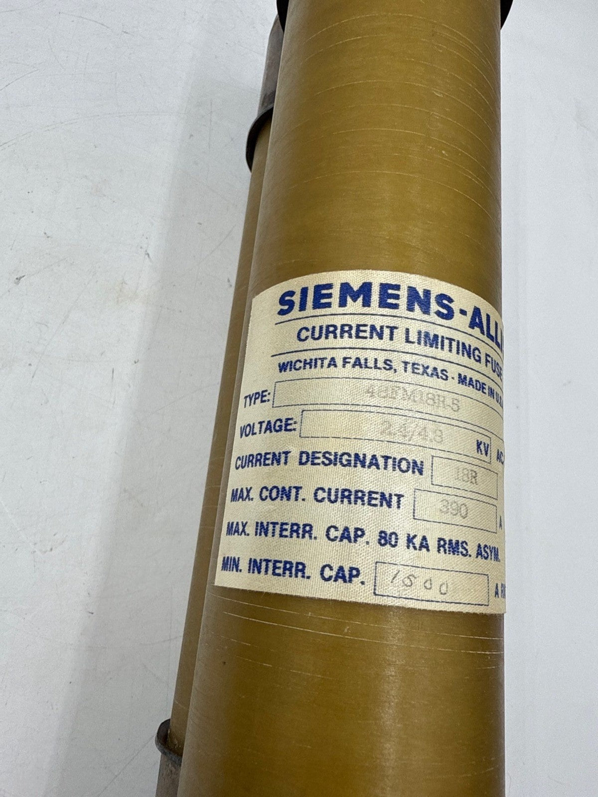 Siemens Allis 48FM-18R-5 Current Limiting Fuse 2.4kV/4.8kV 390A 50/60Hz New