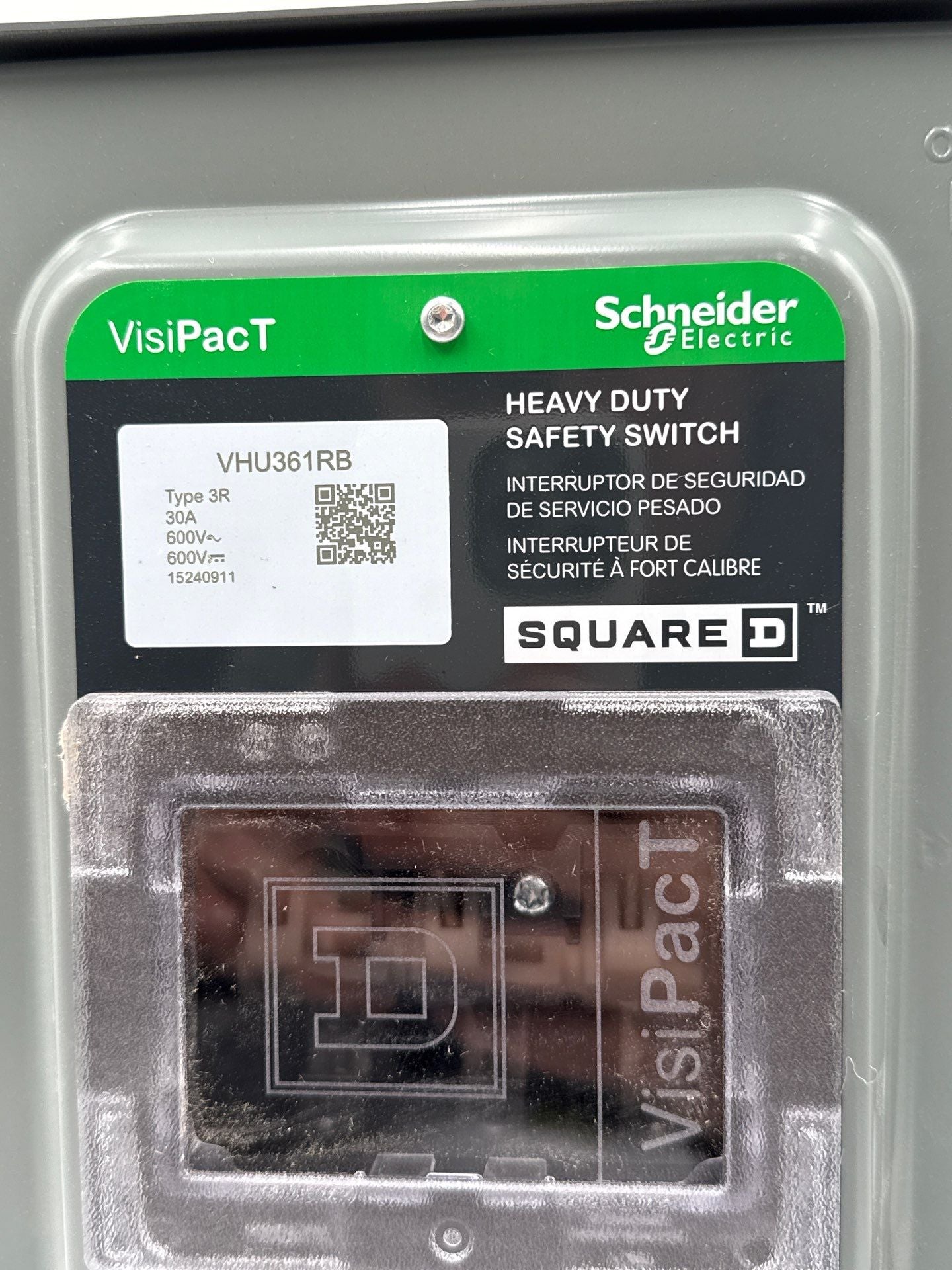 Square D VHU361RB Safety Disconnect Switch 30A 3P 600V VisiPacT 3R Outdoor New