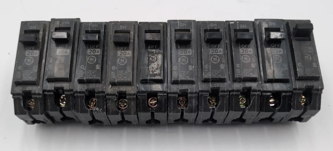 10PC Lot GE THQB1120 Bolt On Circuit Breaker 20A 1P 120/240V THQB 20 Amp 1 Pole Used