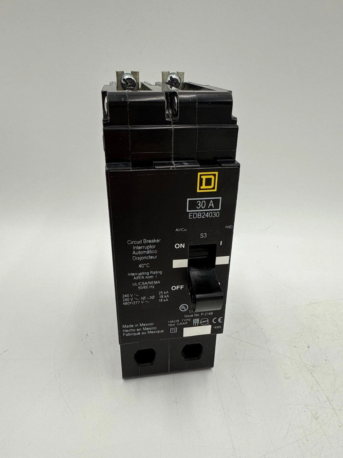 Square D EDB24030 Circuit Breaker 30A 2P 480V 1PH EDB 2 Pole 30 Amp Bolt On New