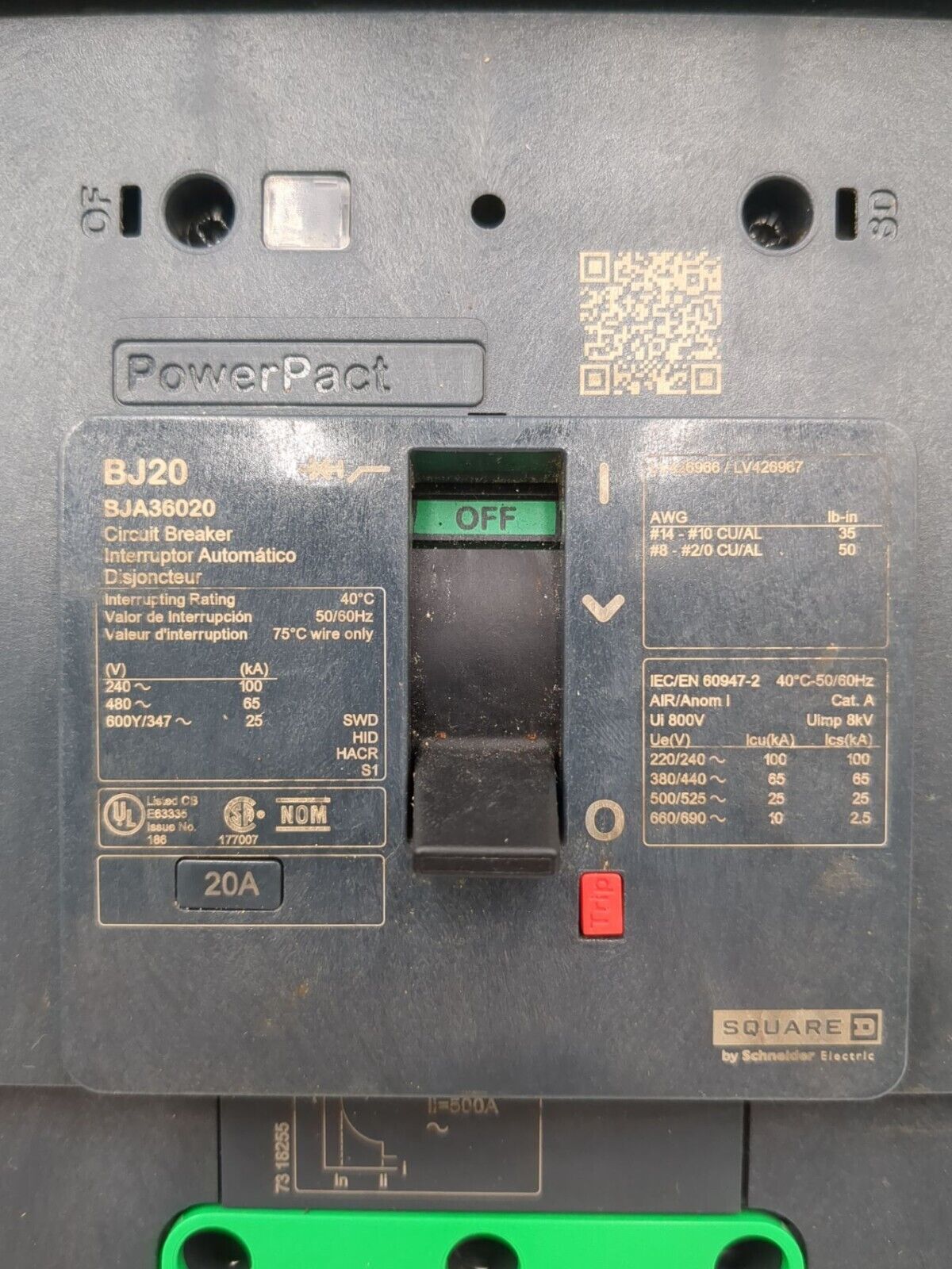 Square D BJA36020 Used