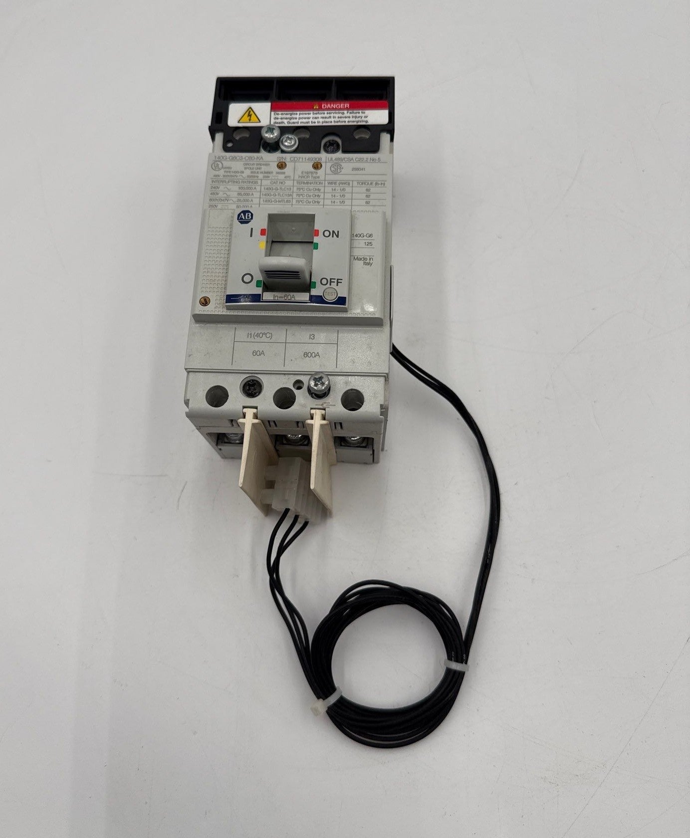 Allen Bradley 140G-G6C3-C60-KA Circuit Breaker 60A 3P 600V 140G 60 Amp 3 Pole Used