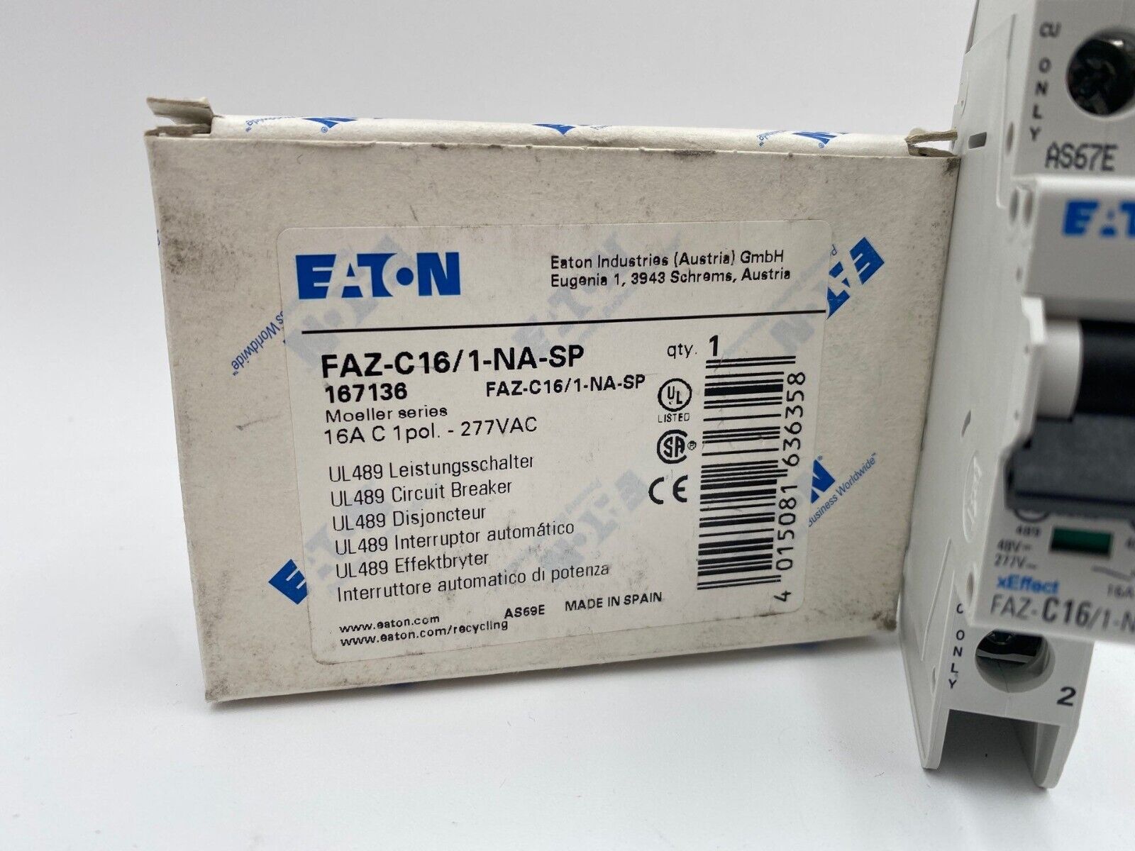 Eaton Cutler Hammer FAZ-C16/1-NA-SP New