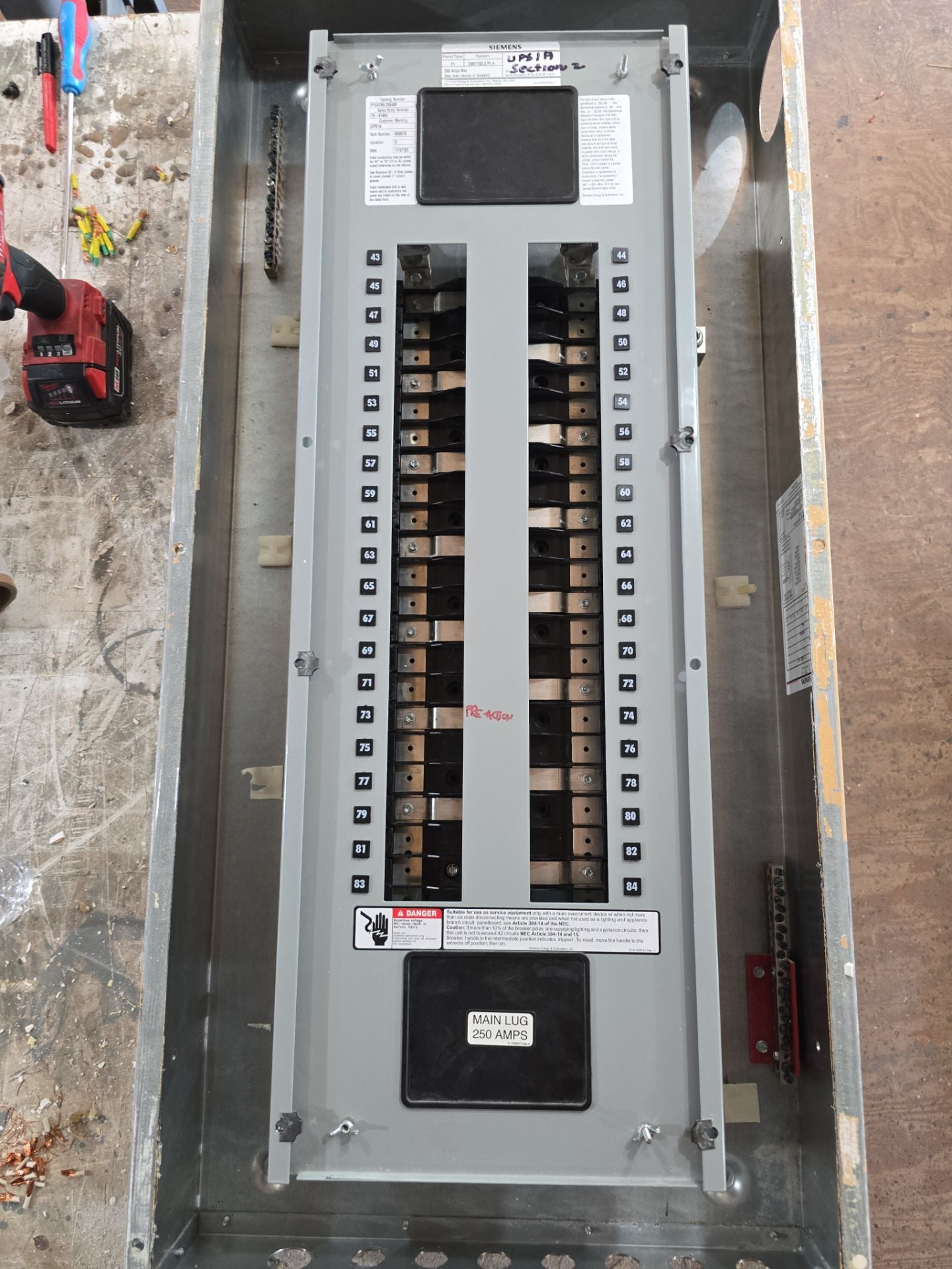 Siemens P1 P1C42ML250ABF Panelboard 250A 208/120V 3PH 4W 42Cir MLO 250 Amp Panel Used