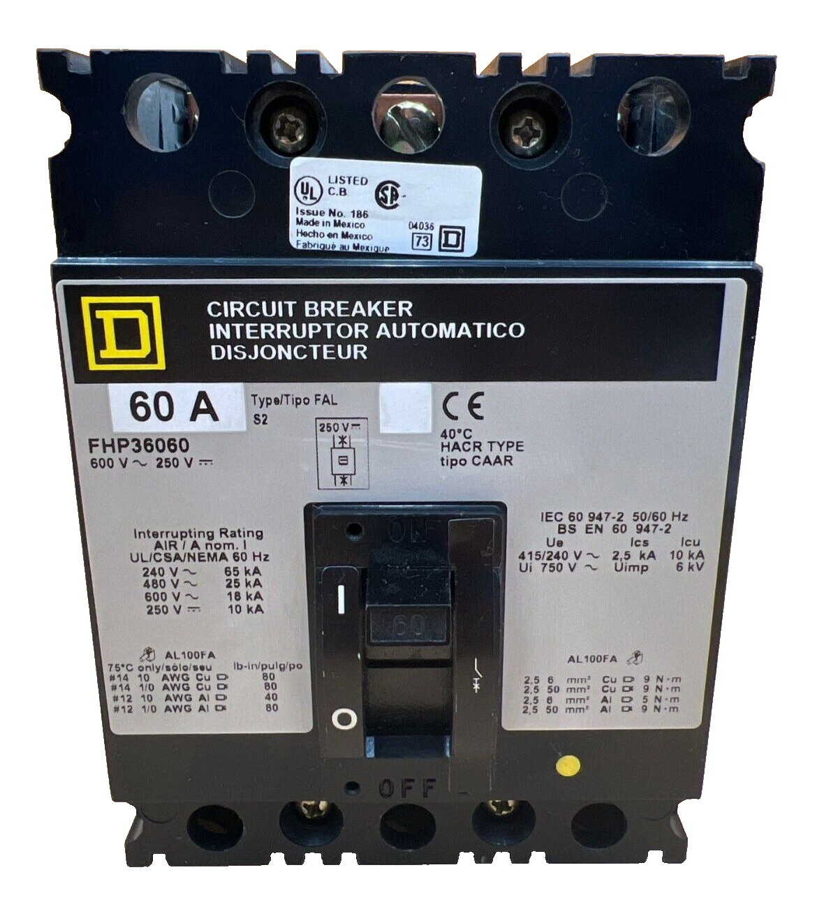 Square D FHP36060 Used