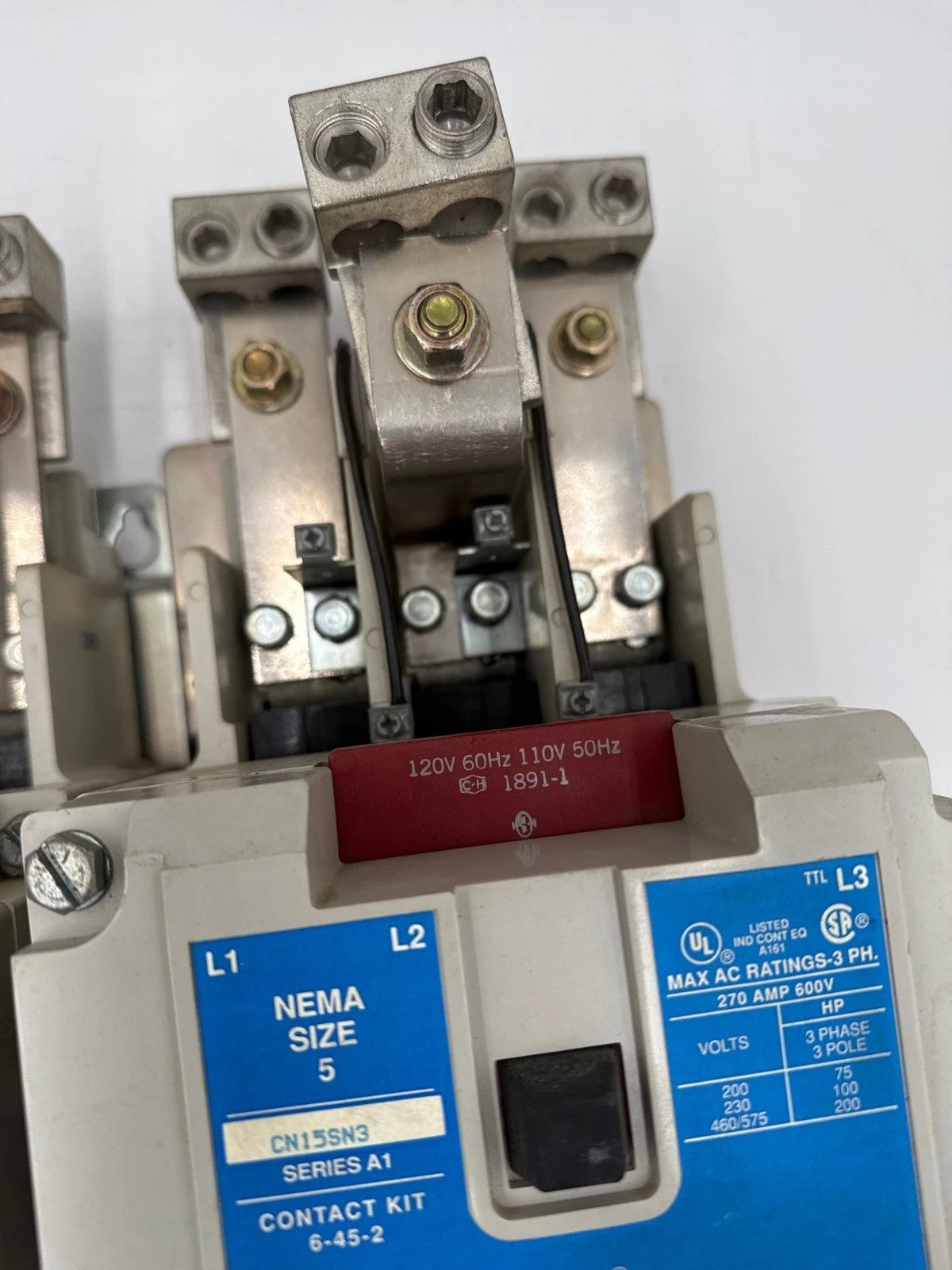 Eaton AN16SN0 NEMA Size 5 Reversing Starter CN15SN3 270A 3P 200HP Coil 110/120V Used