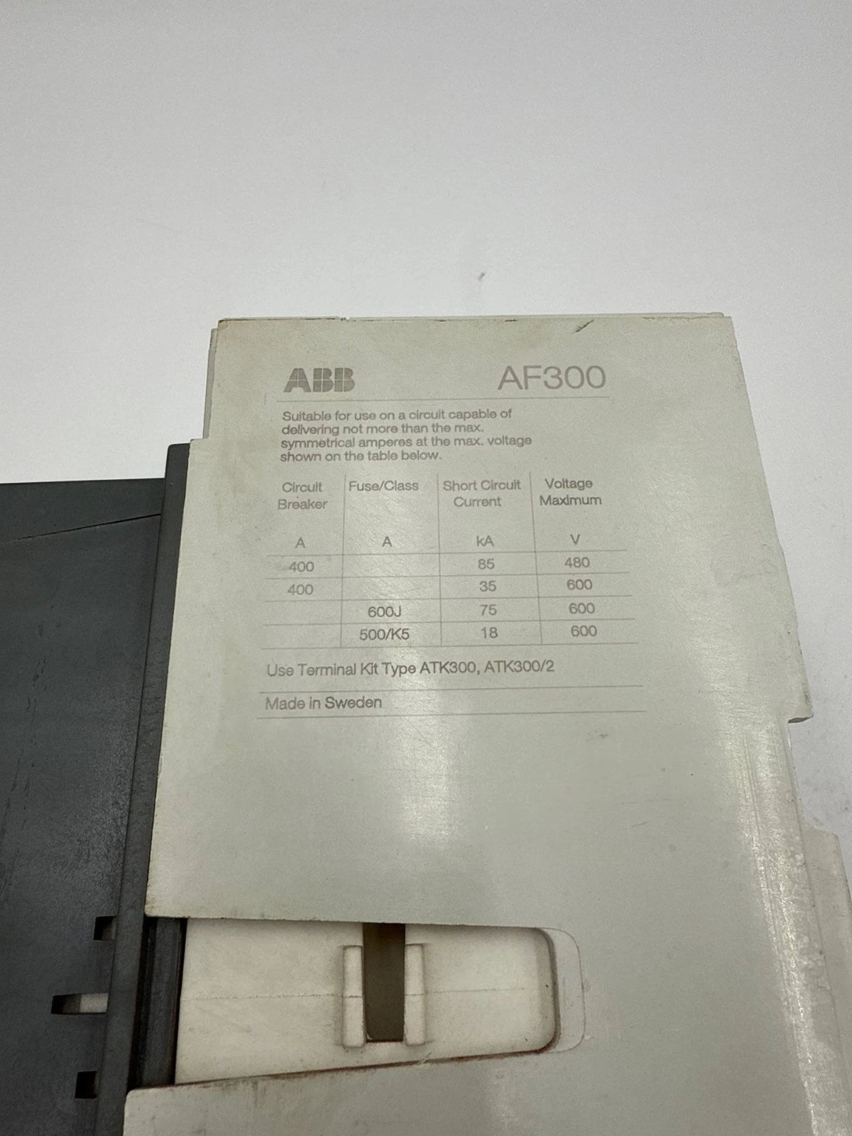 ABB AF300-30 Contactor Coil 100-250V 400A 3P 600V 3PH 300HP AF300-30-11-70 Used