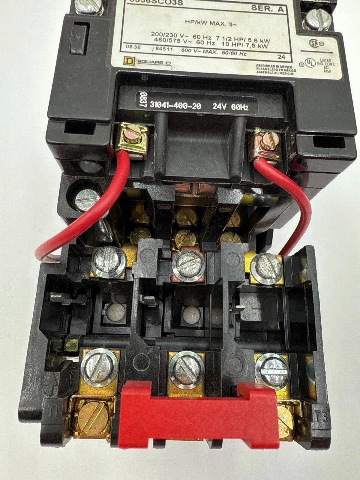 Square D 8536SCO3S Starter Size 1 30A 3P 600V 10HP Coil 24VDC 8536SCO3SV01 Used