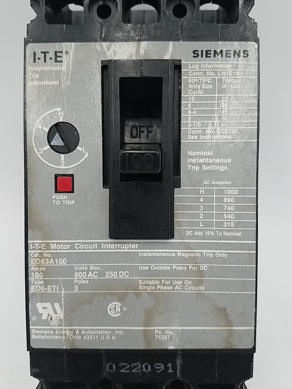 Siemens ED63A100 Used