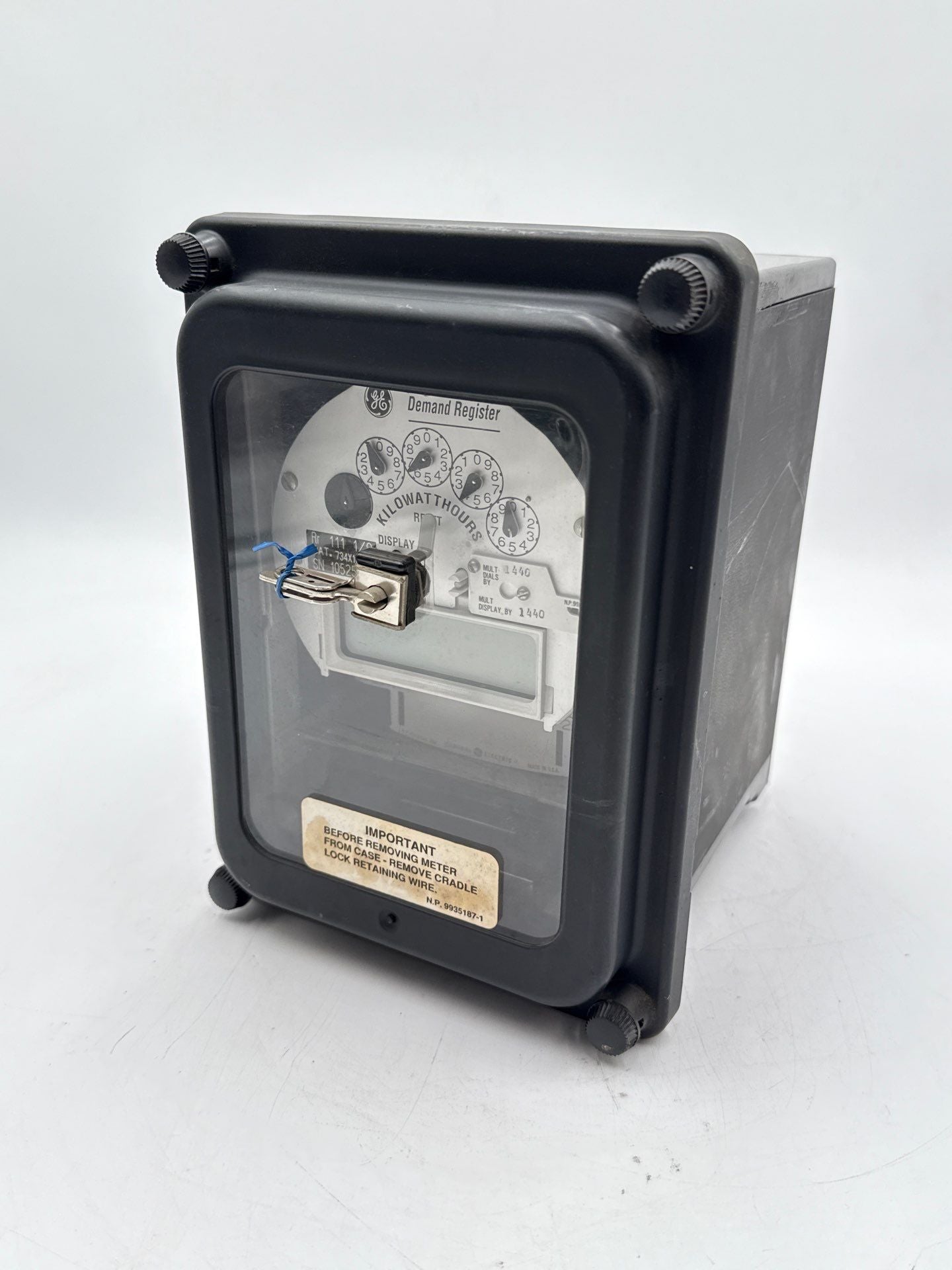 GE 703X67G160 2 Stator Watthour Meter 120V 60Hz DSM-65 Relay M-90 Kilowatthour Used