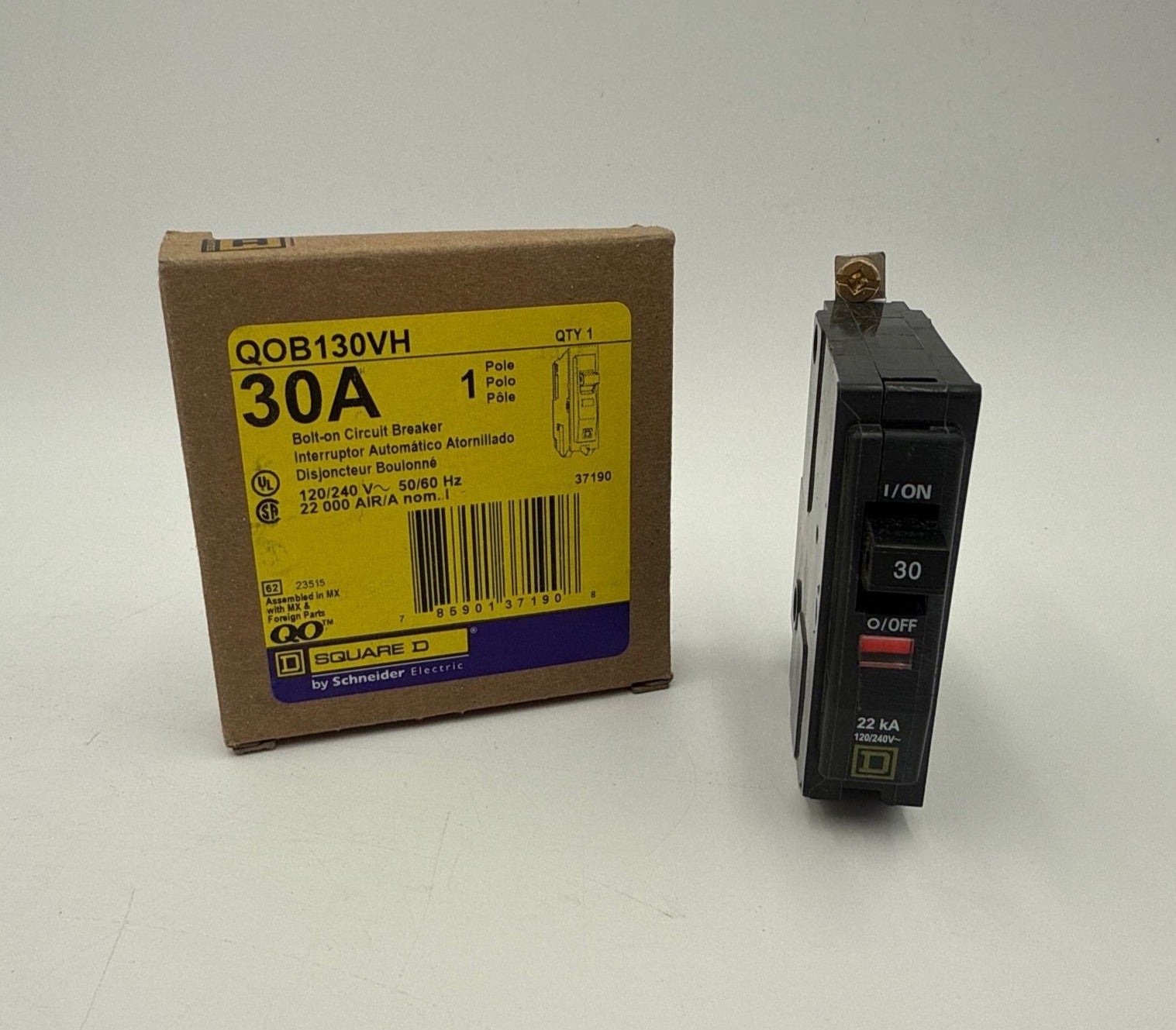 Square D QOB130VH Circuit Breaker 30A 1P 120/240V 22kA QOB 30 Amp 1 Pole New
