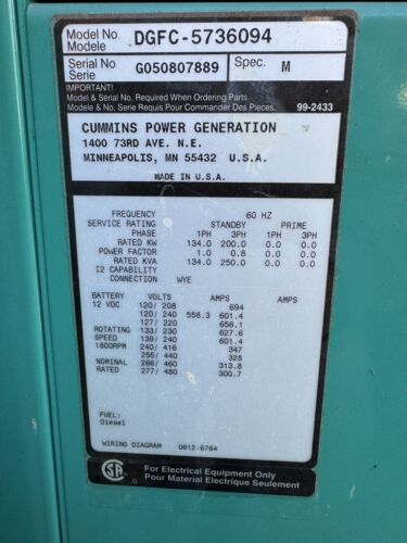 Cummins 200DGFC Used