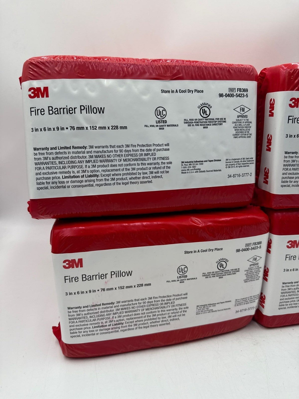 20PC Lot 3M FB 369 Fire Barrier Self-Locking Pillow 3" x 6" x 9" FB-369 20 Piece New