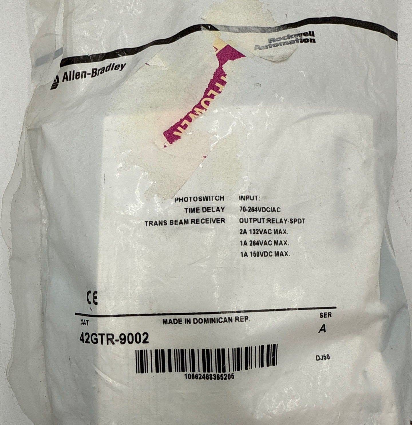 Allen Bradley 42GTR-9002 Photoelectric Sensor Photoswitch Trans Beam Receiver New