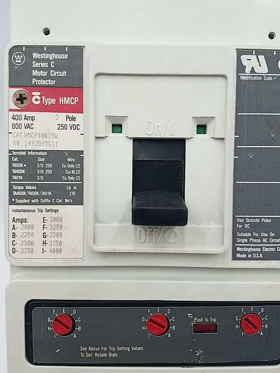 Westinghouse HMCP400X5W Used