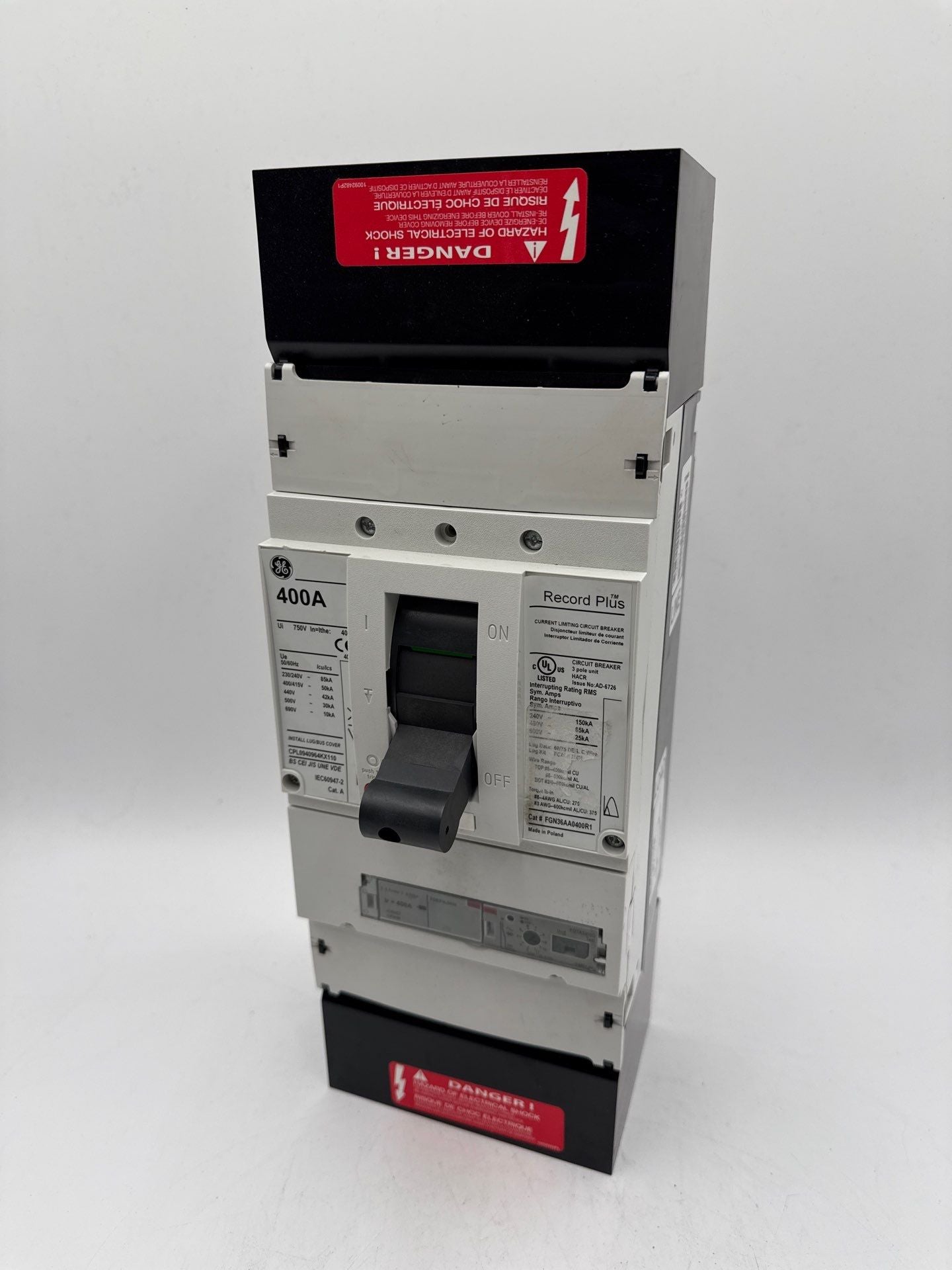 GE FGN36DB400 Circuit Breaker 400A 3P 600V FGRP3L0400 Trip 400 Amp Used