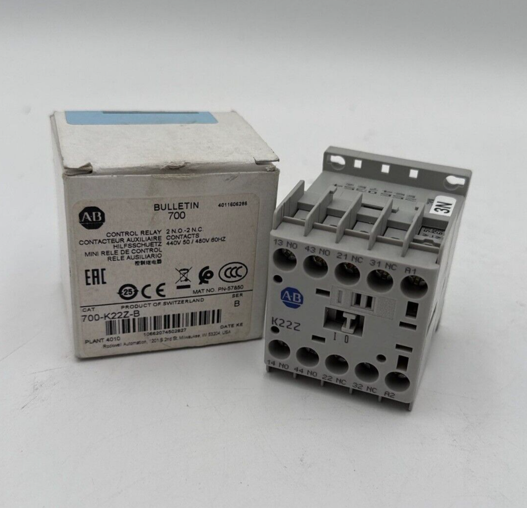 Allen Bradley 700-K22Z-B Control Relay 440-480V 2NO 2NC Compact IEC Bifurcated New