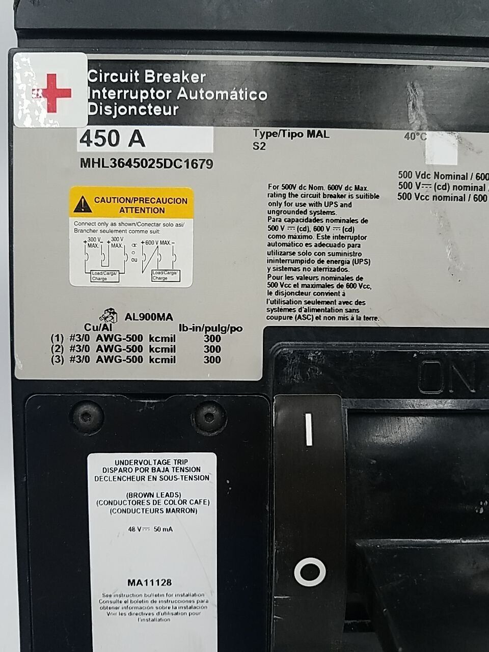 Square D MHL3645025DC1679 Used