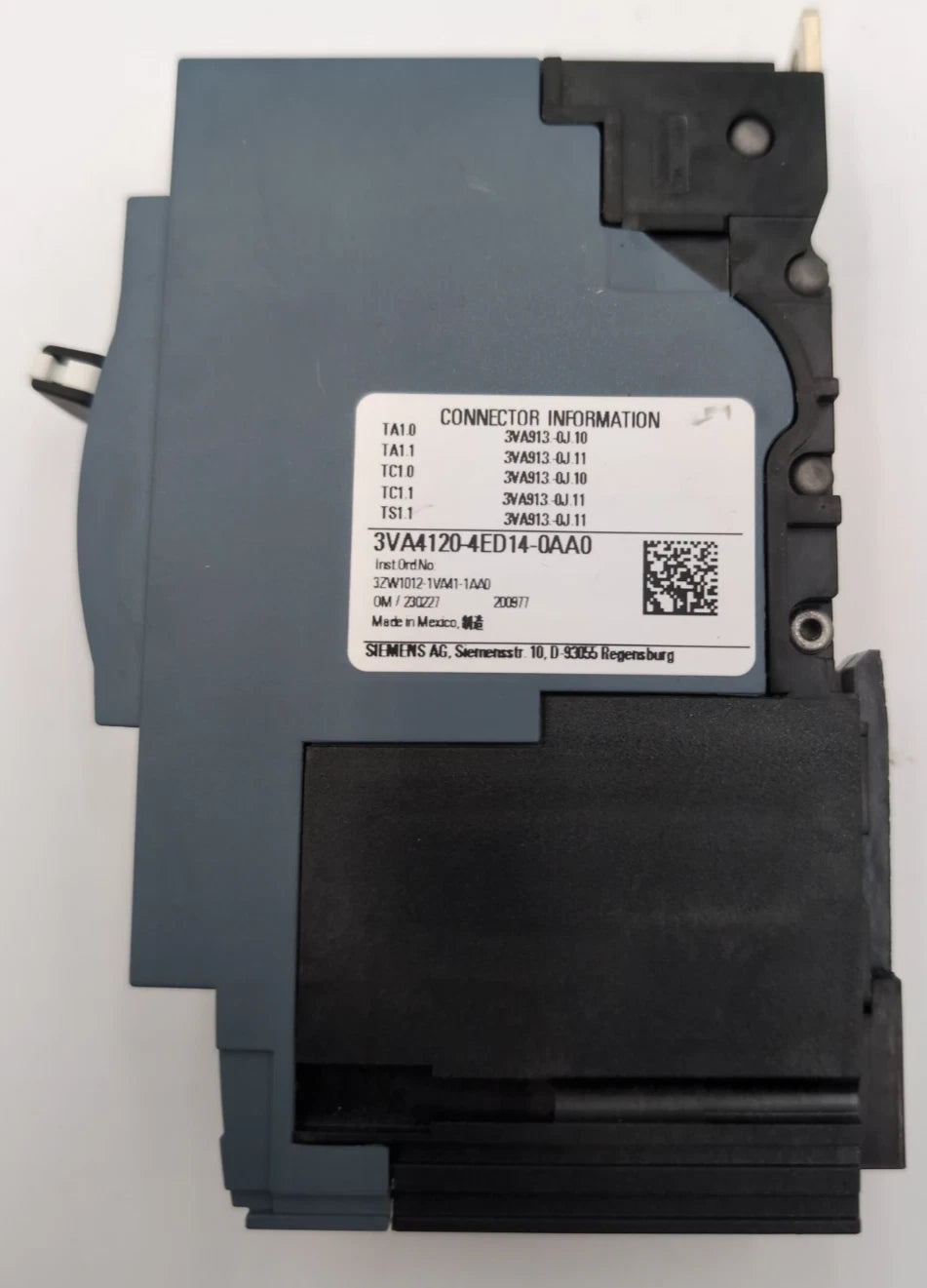 Siemens 3VA4120-4ED14-0AA0 Circuit Breaker 20A 277V 1P Bolt On 20 Amp 1 Pole New