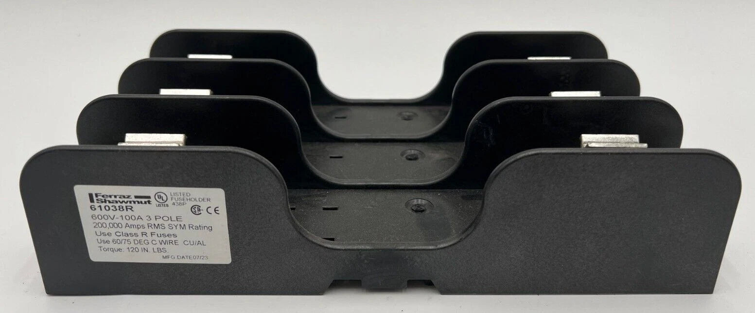 Ferraz Shawmut 61038R 100A 600V 3P Class R Fuse Holder Terminal Block Used Used