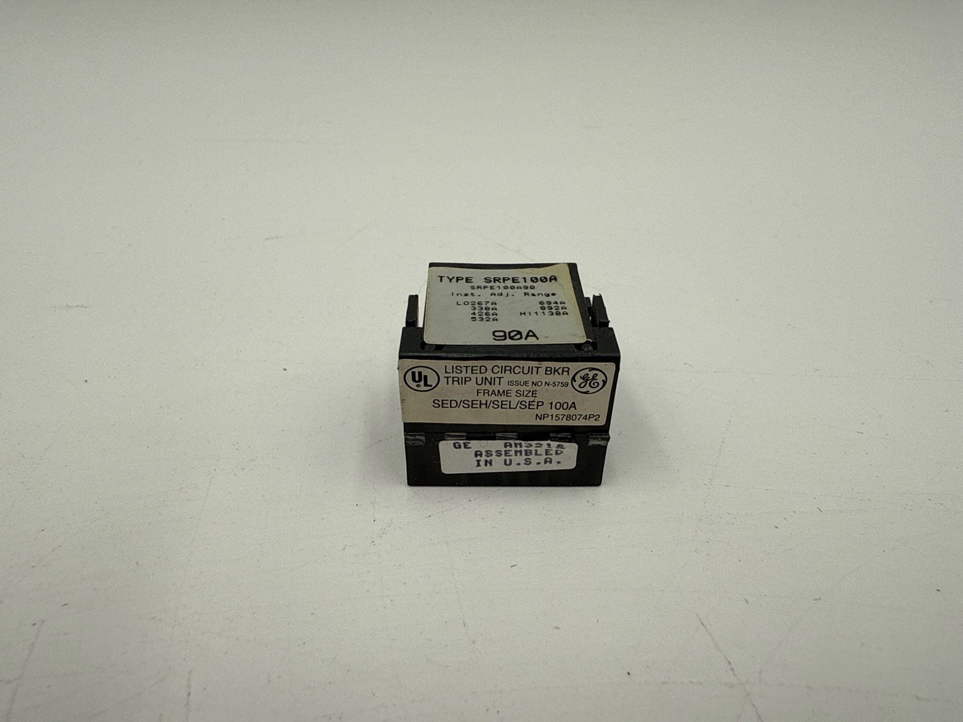 GE SRPE100A90 Rating Plug 90A SRPE100 90 Amp Frame SEDA SEHA SELA SEPA Used