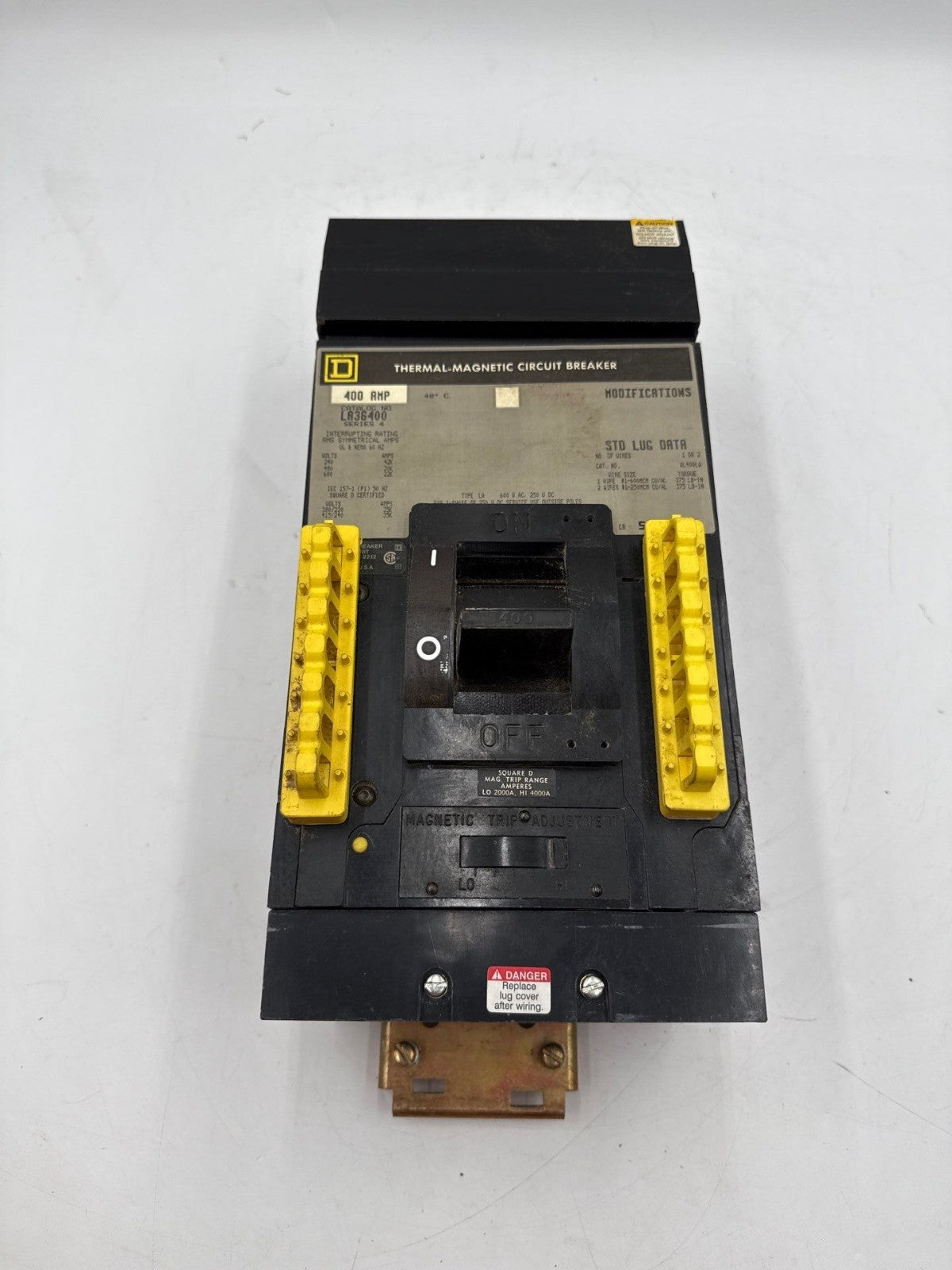 Square D LA36400 Circuit Breaker 400A 3P 600V 3PH LA I-Line 400 Amp 3 Pole Gray Used