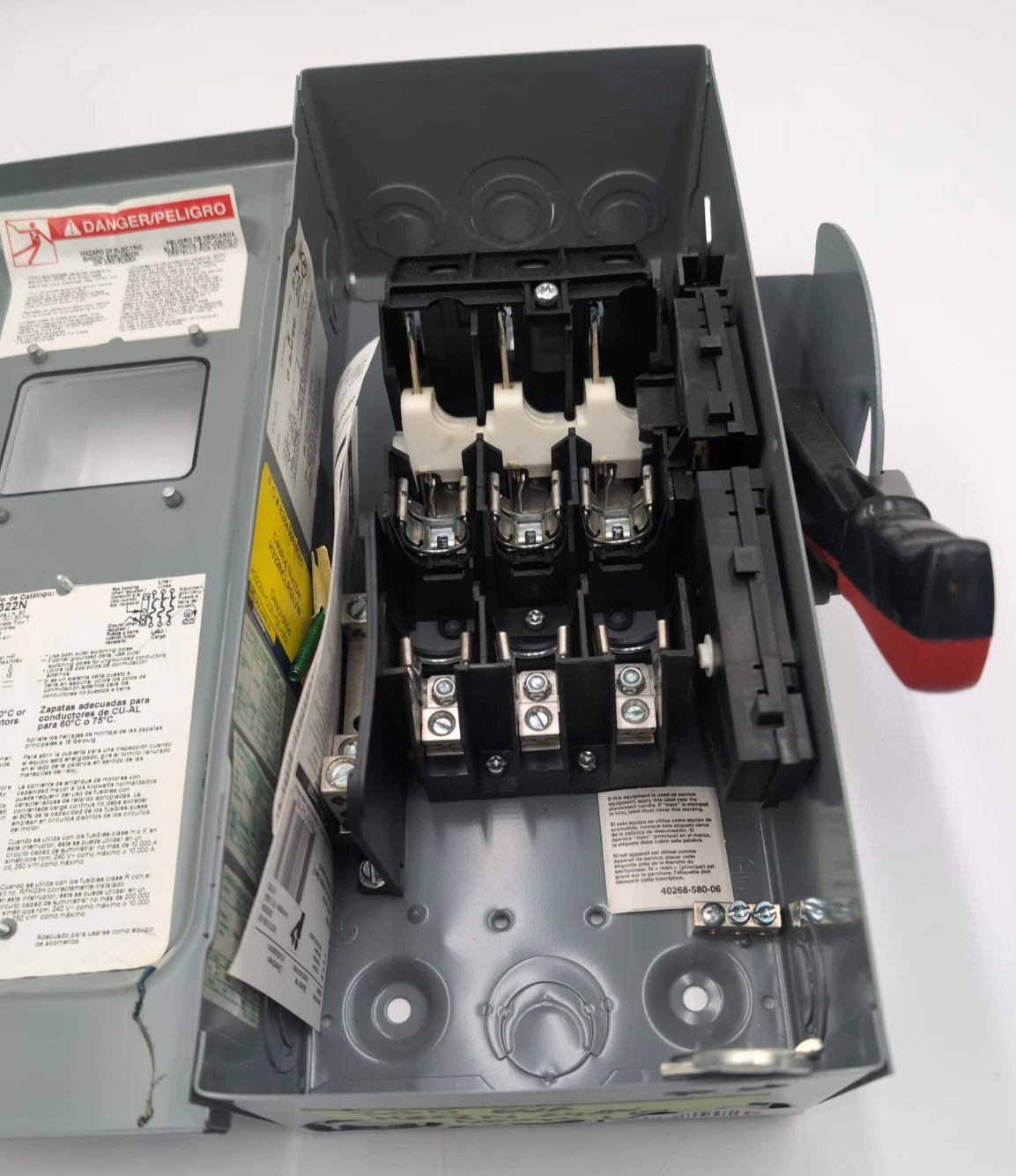 Square D H322N Safety Disconnect Switch 60A 3P 240V 15HP 60 Amp 3 Pole Window Used