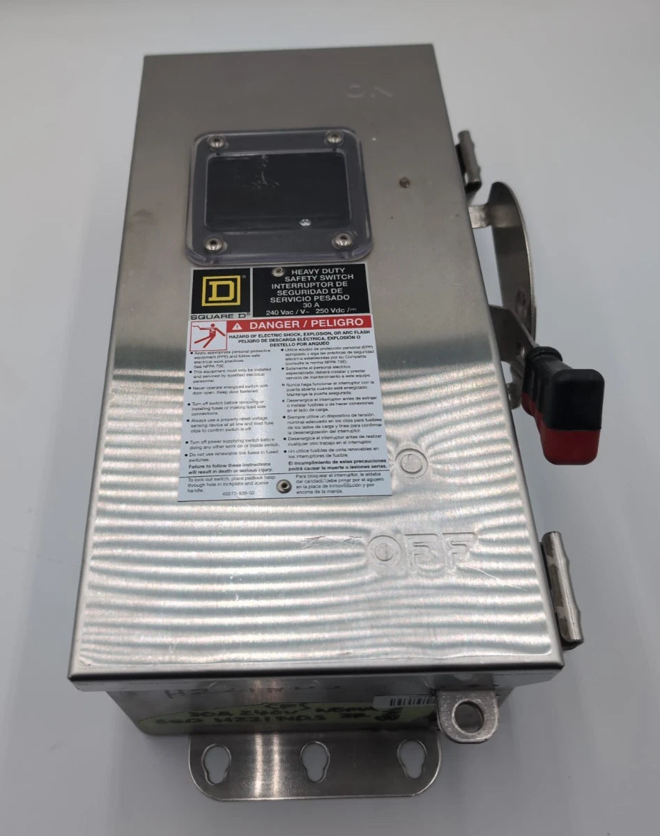 SQ D H221NDS Safety Disconnect Switch 30A 2P 240V 4X Encl Stainless New No Box New