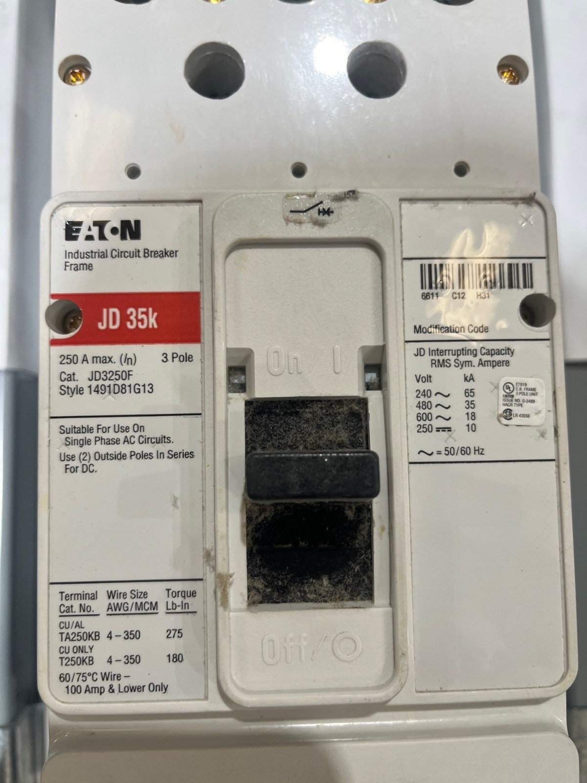 Eaton PRL2A Panelboard 400A 480/277V 3PH 18Cir MCB Panel 250A Subfeed 3R Encl