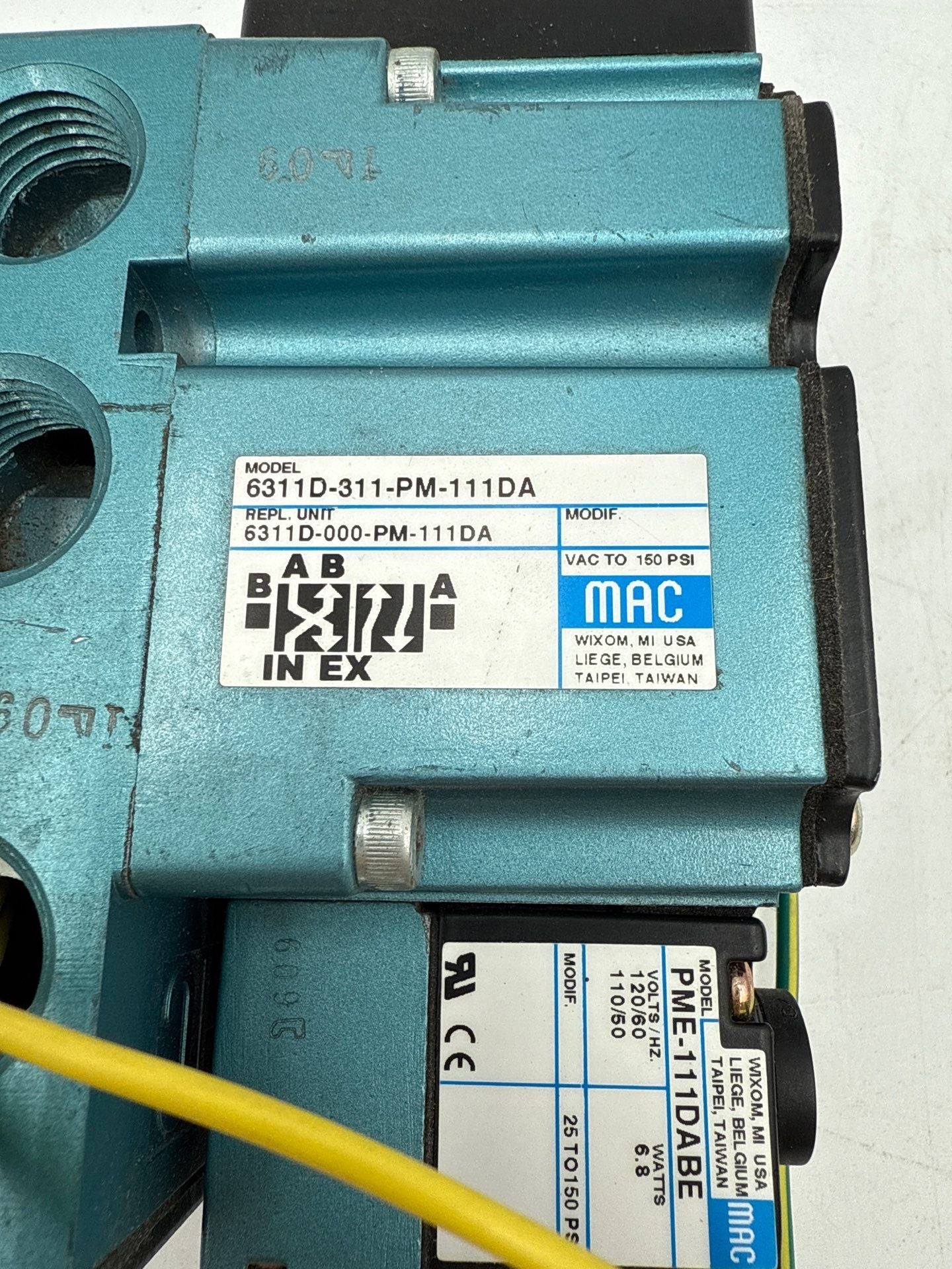 MAC 6311D-311-PM-111DA Solenoid Valve 110/120 VAC 6.8 WATT 25-150 PSI New