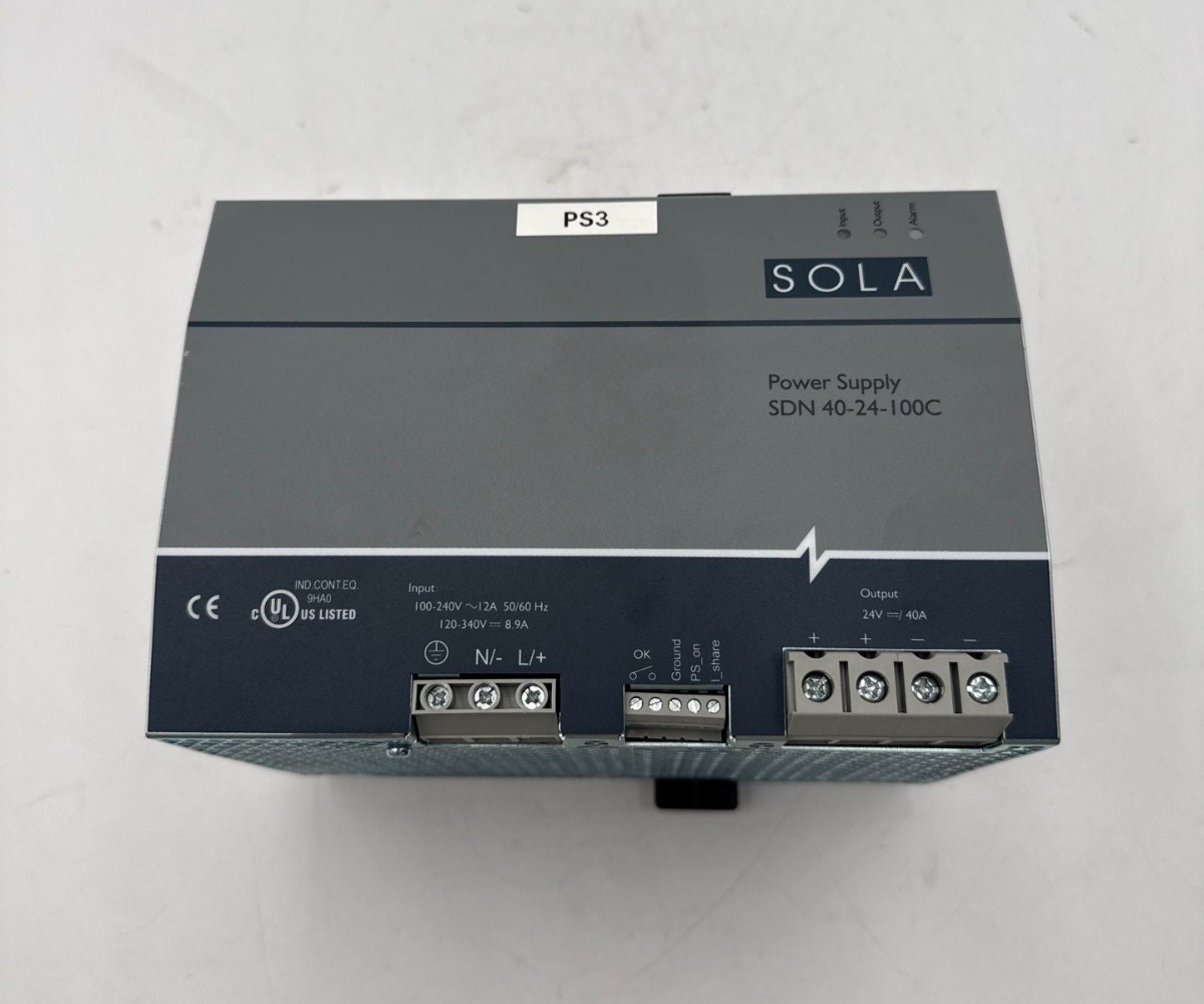 Emerson SOLA Hevi Duty SDN 40-24-100C Power Supply In 100-240V 12A Out 24VDC 40A Used