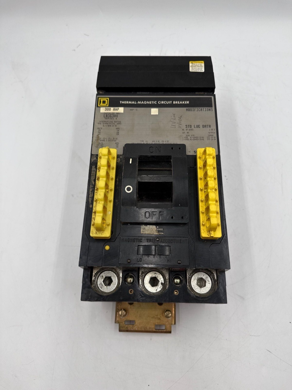 Square D LA36300 Circuit Breaker 300A 3P 600V 3PH LA I-Line 300 Amp 3Pole Gray Used