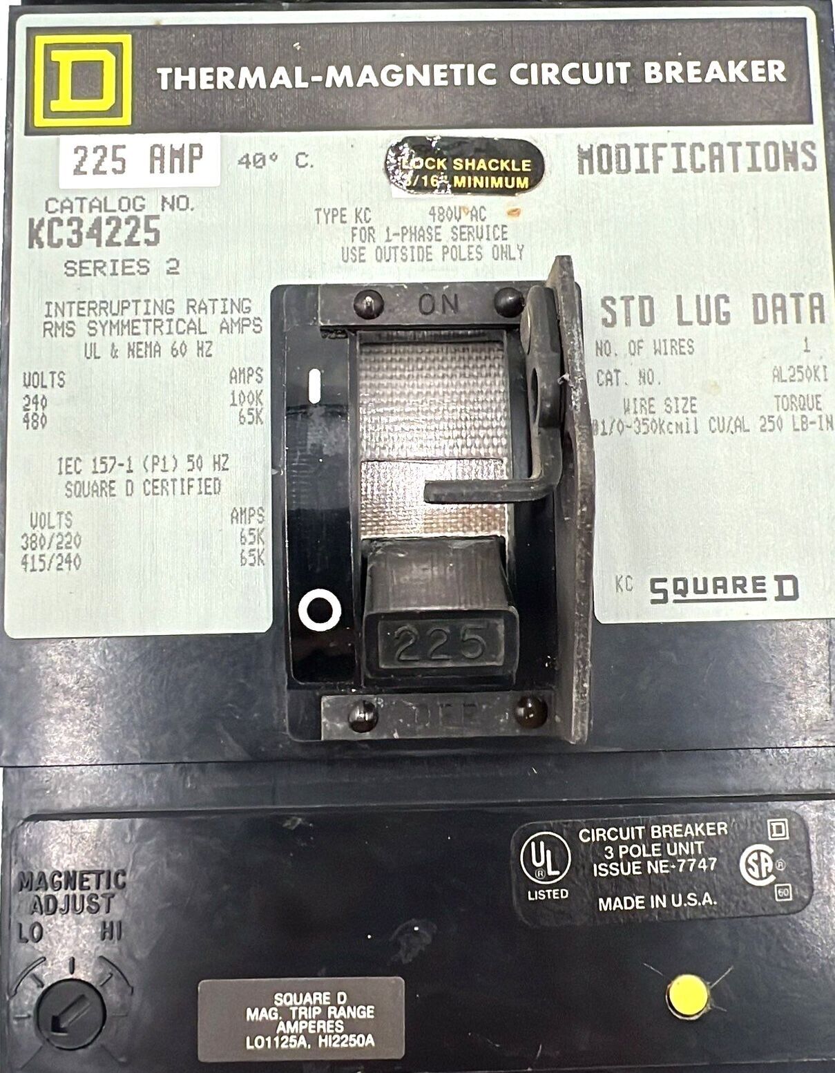 Square D KC34225 Used