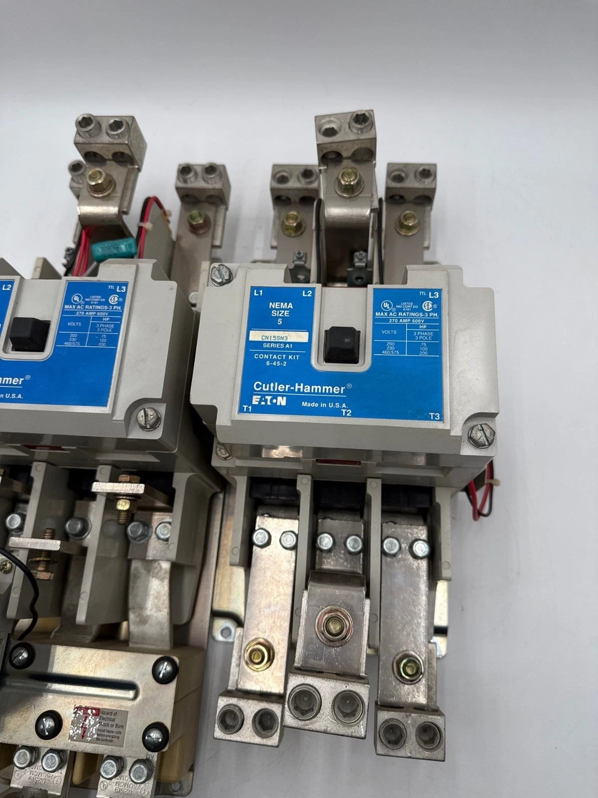 Eaton AN16SN0 NEMA Size 5 Reversing Starter CN15SN3 270A 3P 200HP Coil 110/120V Used
