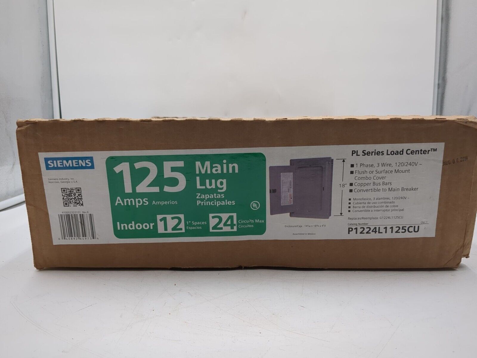 Siemens P1224L1125CU Main Lug Load Center 125A 120/240V Type 1 Indoor 12 Space New