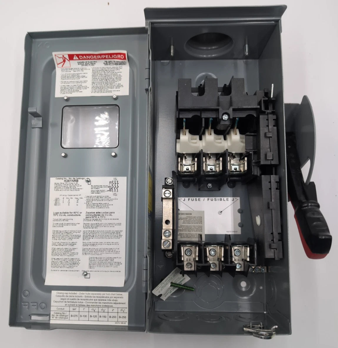 Square D H361NRB Safety Disconnect Switch 30A 3P 600V Type 1 Encl with Window New