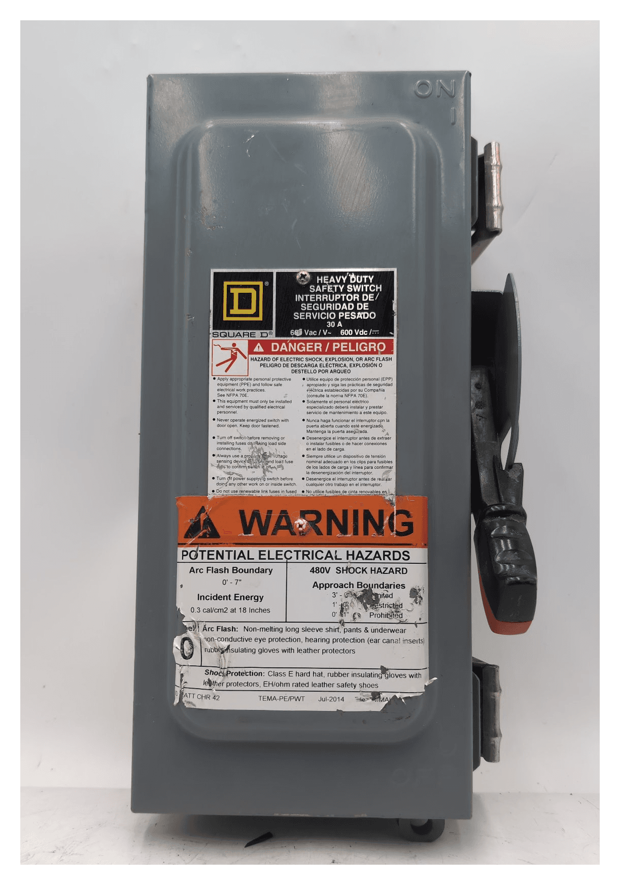 Square D HU361AWK Fusible Disconnect Switch 30A 600V 1P 3R – image 1