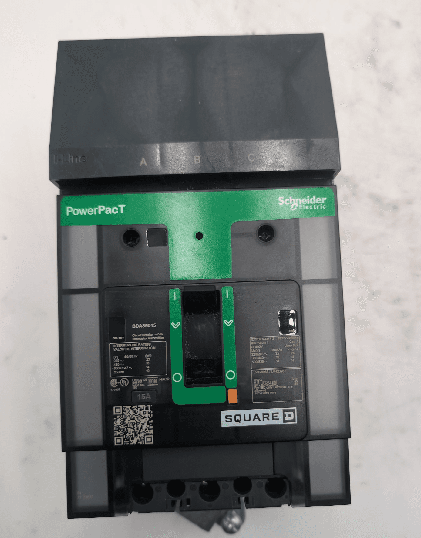 Square D BDA36015 Circuit Breaker 15A 3P 600V