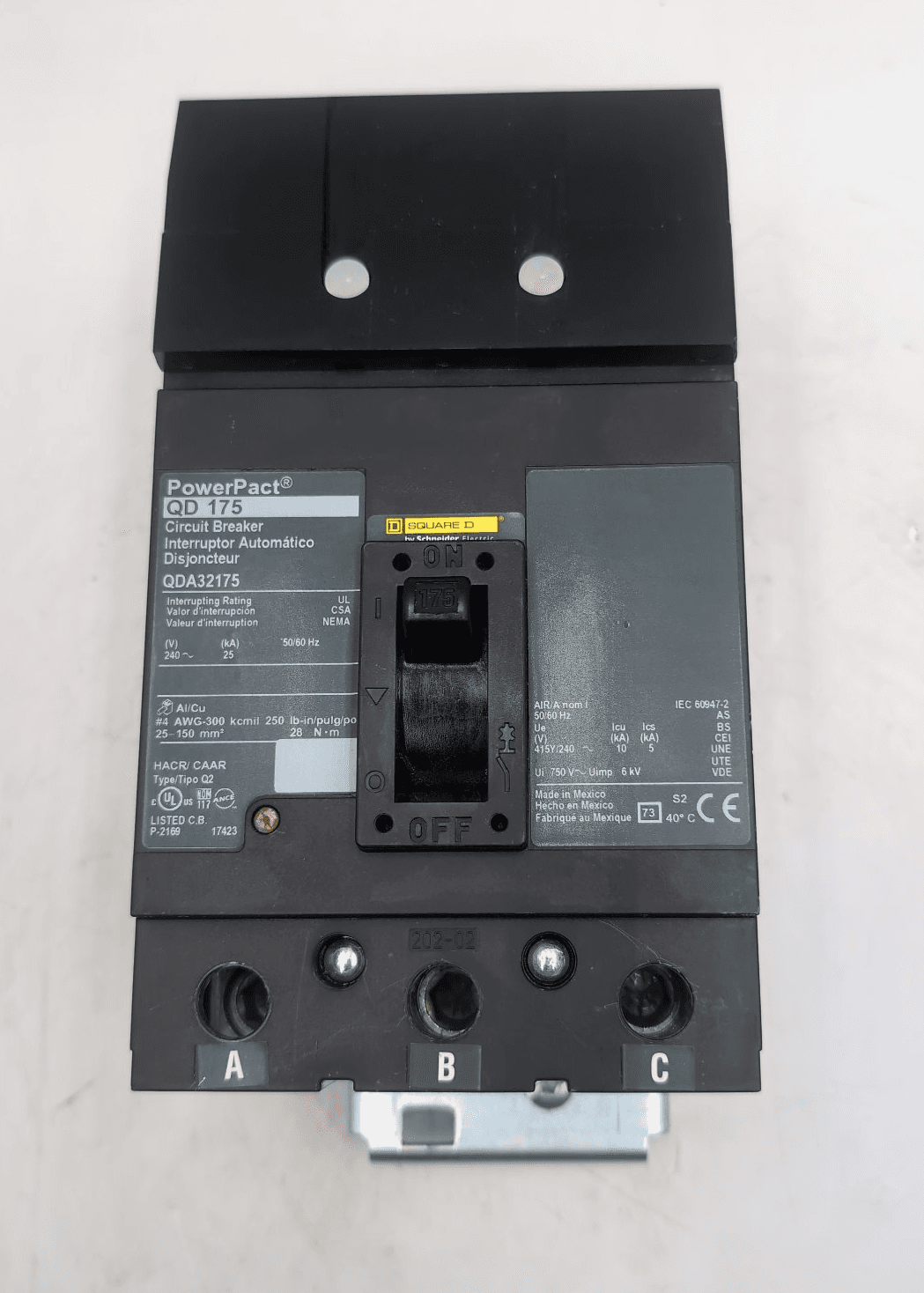 Square D QDA32175 Circuit Breaker 175A 3P 240V