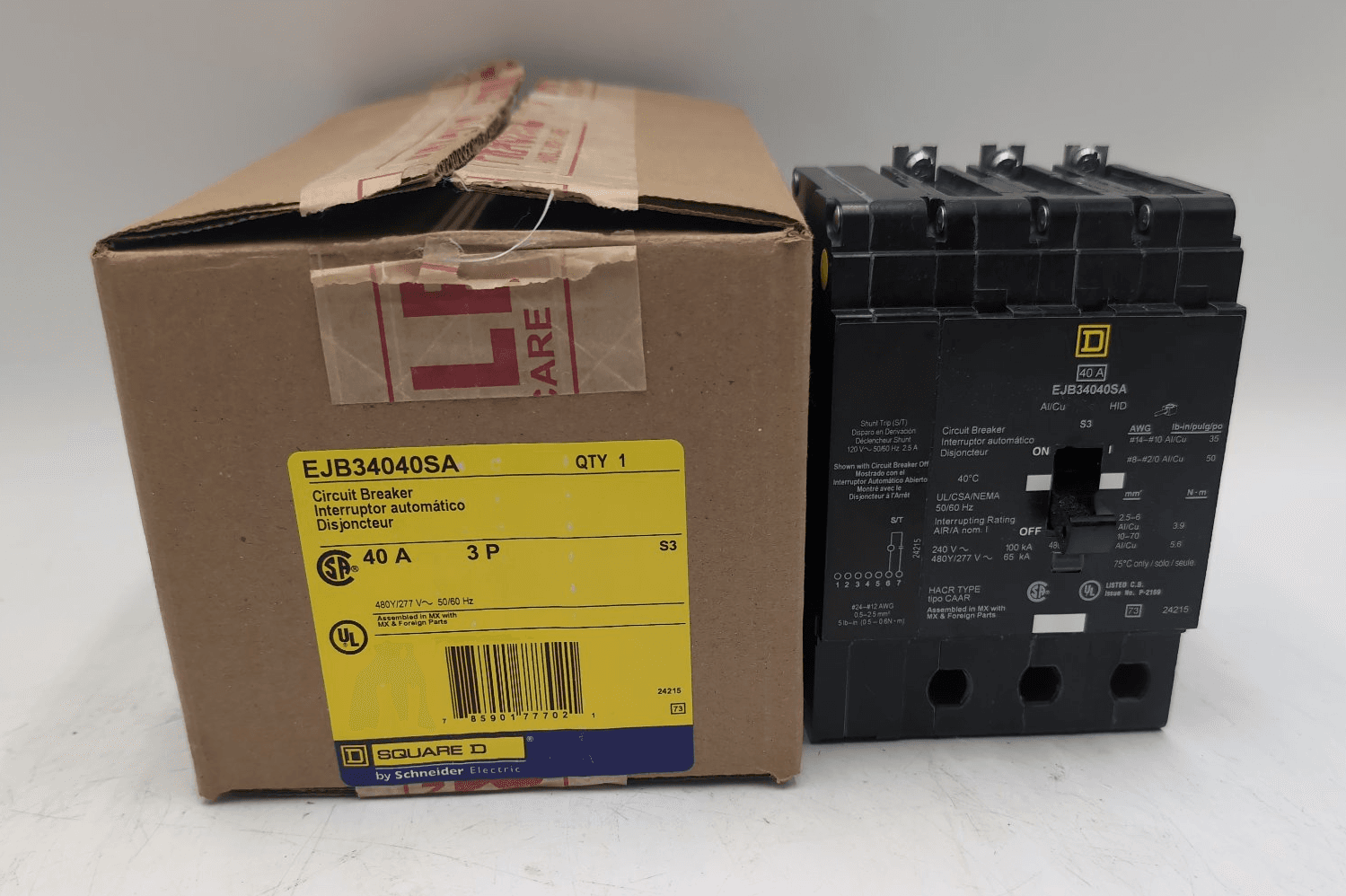 Square D EJB34040SA Circuit Breaker 40A 240V 3 Pole I-Line – image 1